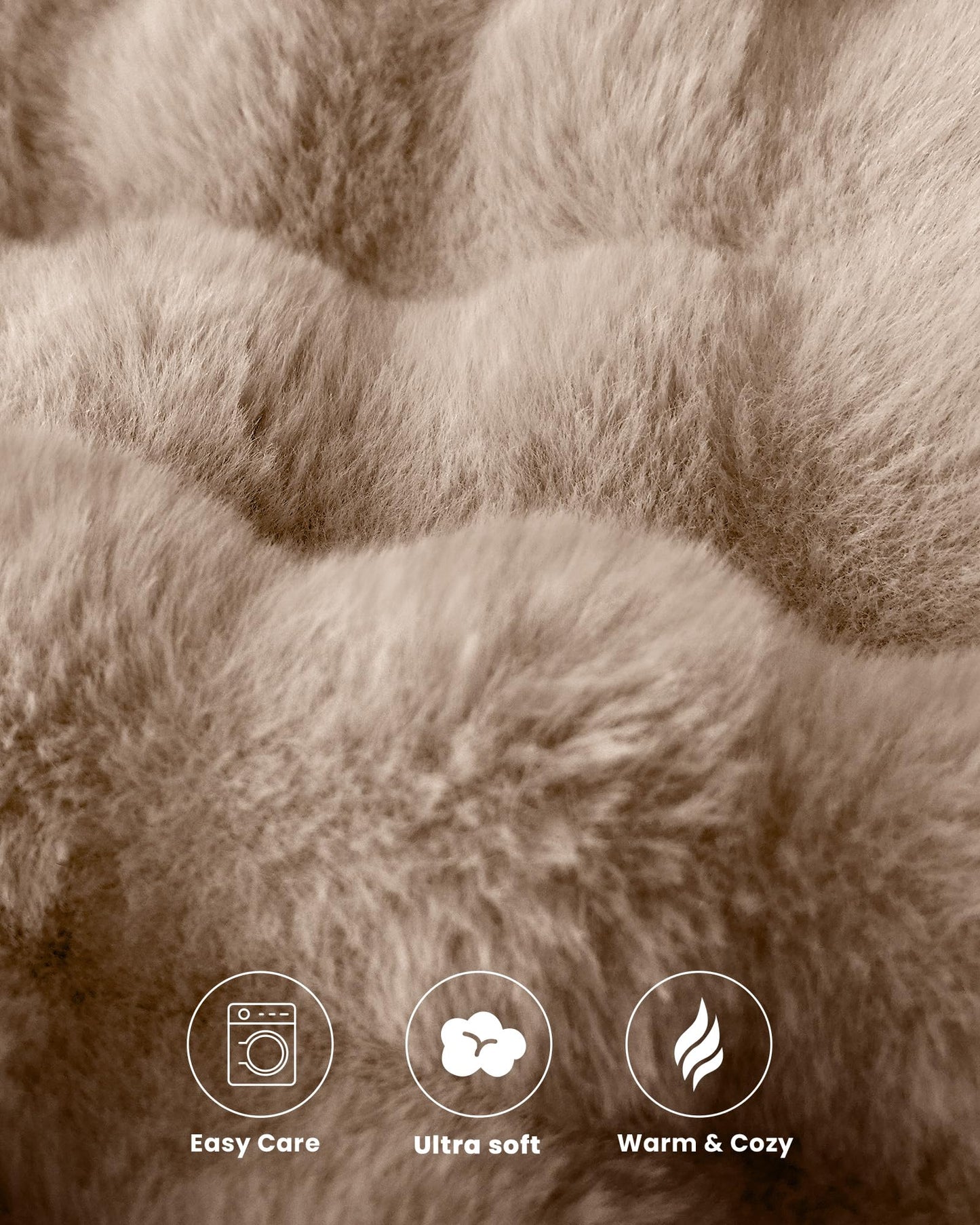 blunique Ultra Soft Cozy Faux Fur Throw Blanket, Fuzzy Plush Thick Bubble Blanket, Oversize Luxury Fluffy Blanket for Couch, Bed, and Living Room, 60x80 Inches, Light Brown