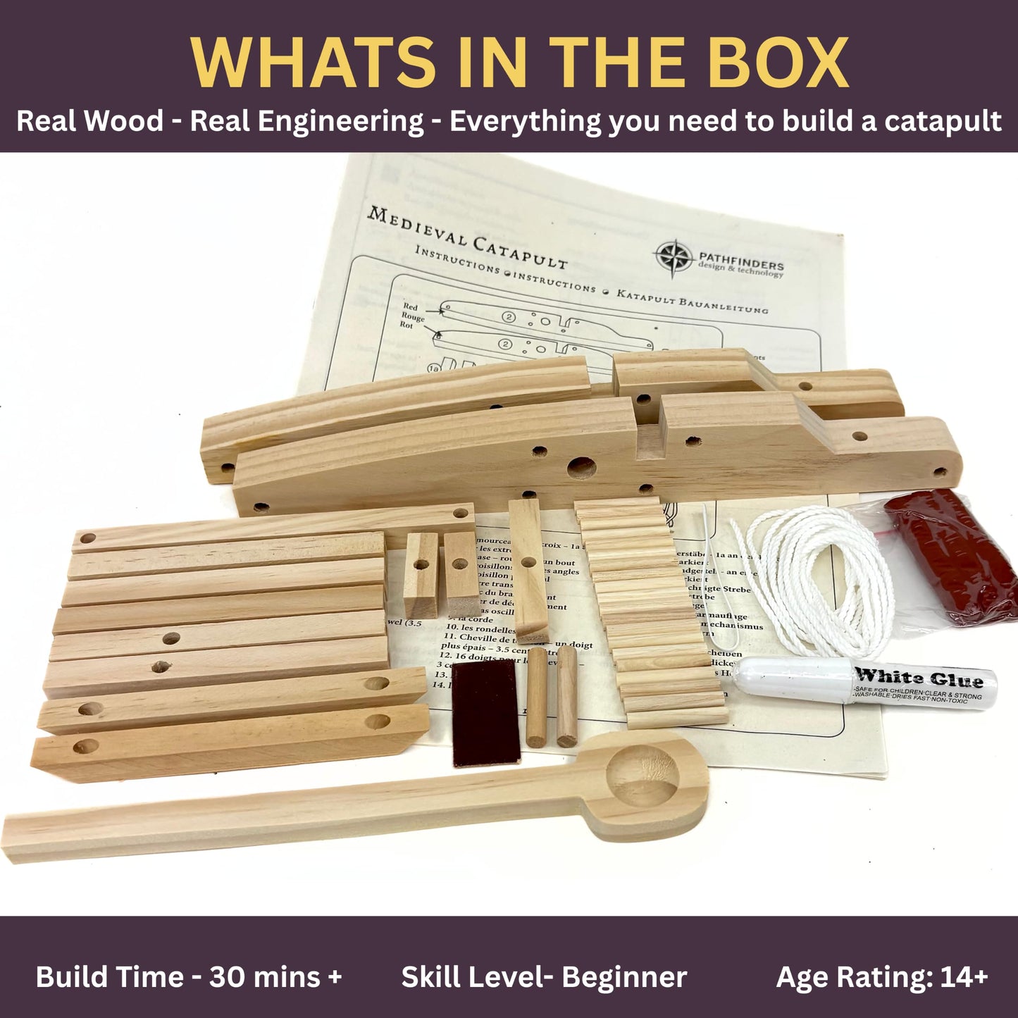 PATHFINDERS STEM Kit – Medieval Catapult kit| Trebuchet Science Kits Teens and Adults | Stem Kits Physics Toys | Engineering kit | Learning Resource