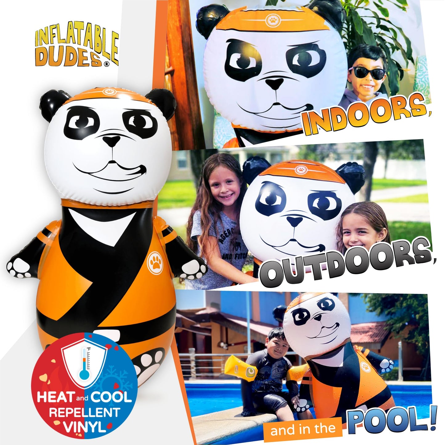 INFLATABLE DUDES Panda 47 Inches -Kids Punching Bag | Already Filled with Sand| Bop Bag | Premium Inflatable Toy | Party Games - Indoor Outdoor- | Bounce-Back Action | Punching Bag for Kids- (Bambam)