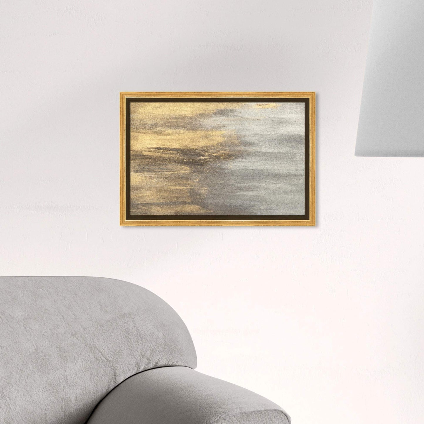 The Oliver Gal Artist Co. Abstract Framed Wall Art Canvas Prints 'Into The Night' Paint Home Décor, 15" x 10", Gold Floater