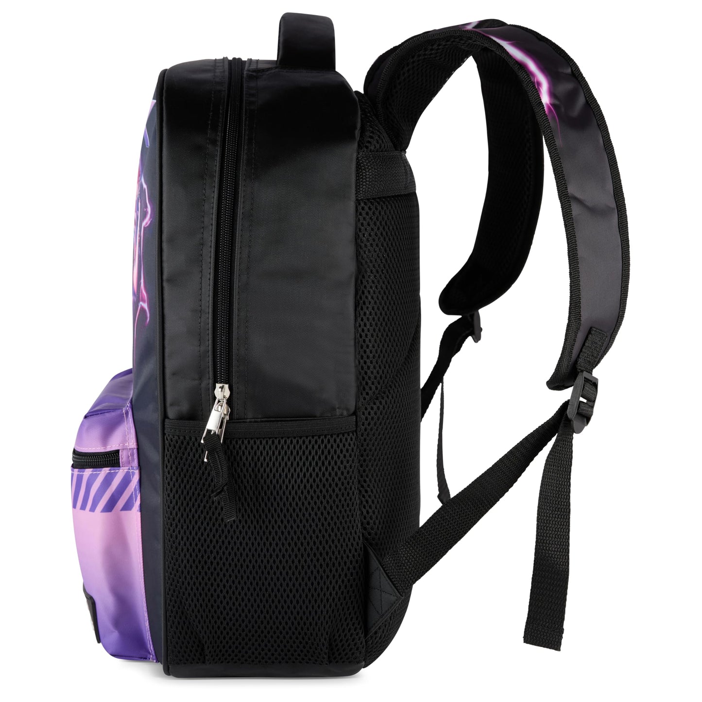AI ACCESSORY INNOVATIONS K-Pop Demon Hunters Huntrix 16” Backpack for Girls, Featuring Rumi, Zoey, Mira, Rubber Molded Bag Charm, Huntrix