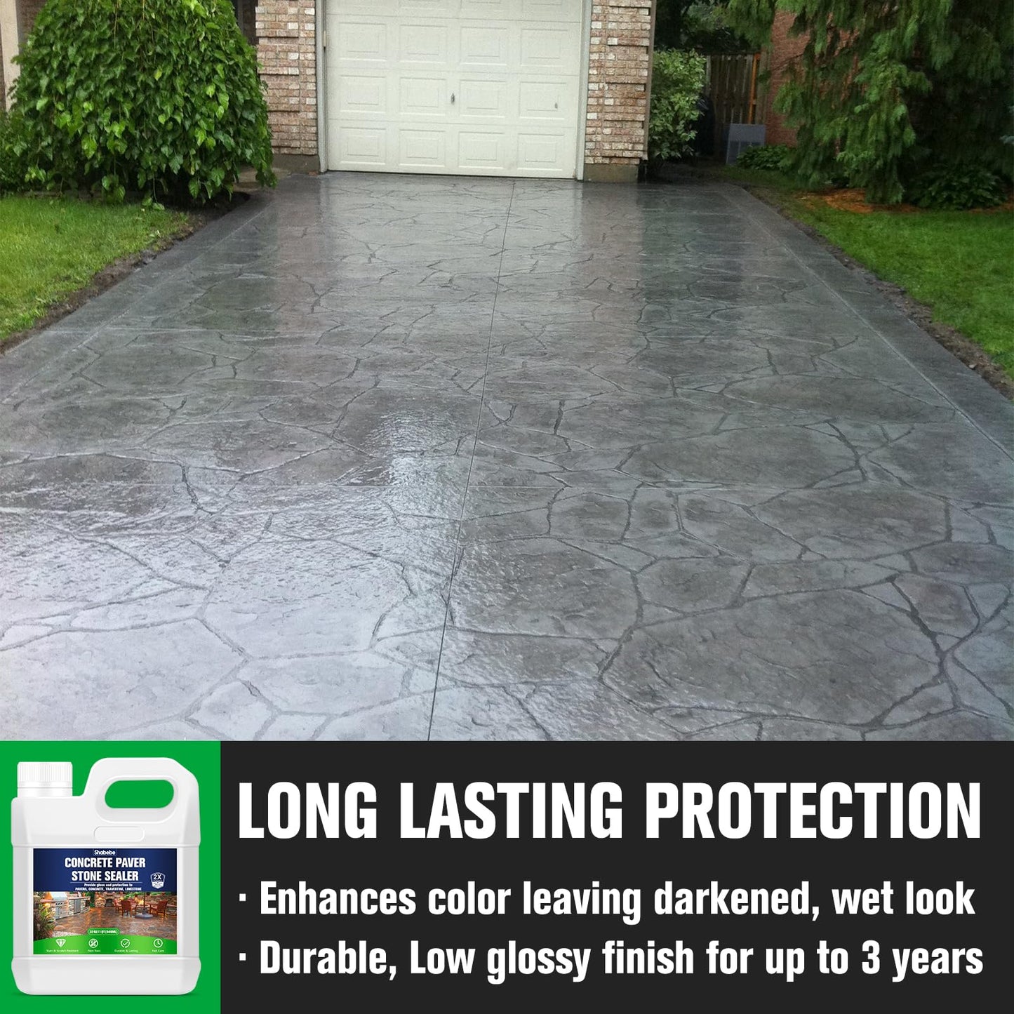Premium Stone Sealer, 1 Gallon – Max Gloss Wet Look for Pavers, Driveways & Patios – Waterproof & UV Resistant, Long-Lasting Protection with Enhanced Color for Natural Stone Surfaces