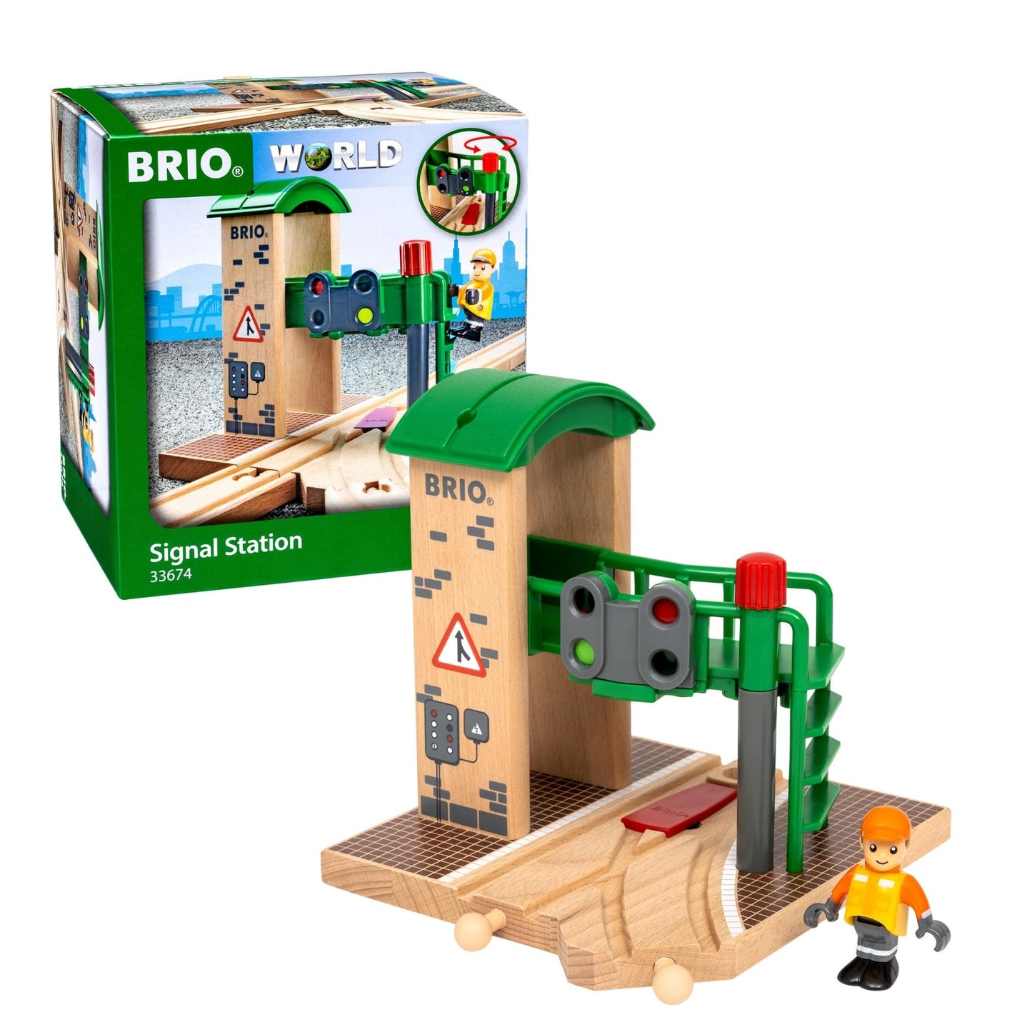 BRIO World - 33674 - Signal Station | 2 Piece Wooden Toy Train Accessory for Kids Age 3 and Up