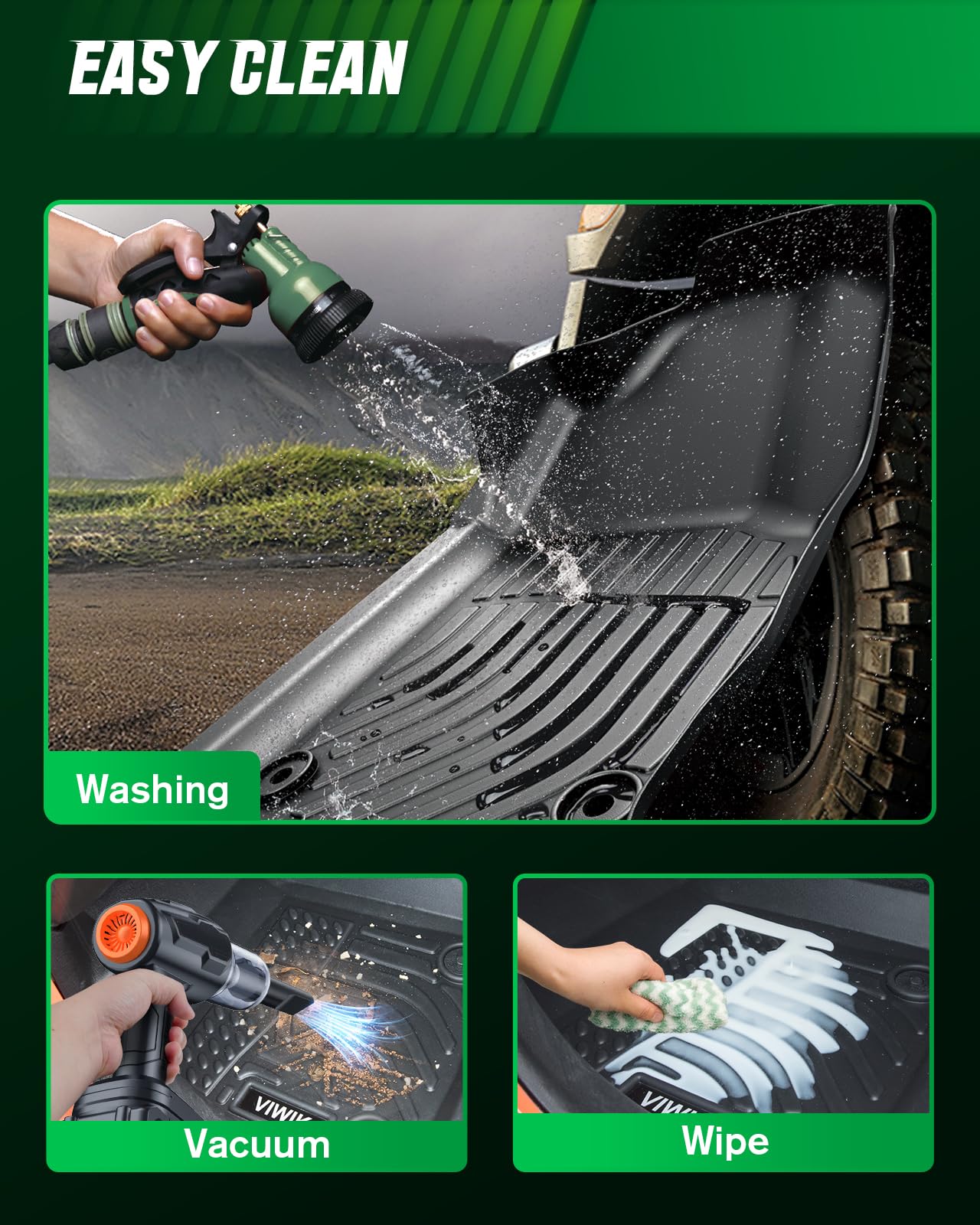 VIWIK Ford Maverick Floor Mats 2026-2022 Not Hybrid- All Weather, Custom Fit for 1st & 2nd Row, TPE, 3D Scanning Design, Non-Slip, Waterproof, Easy to Clean, Durable, Odorless