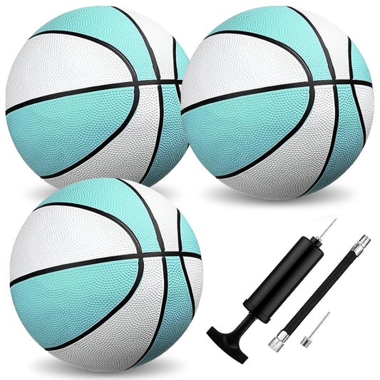 Conderyang 3 Pack Water Basketball Pool Basketball Aqua Blue Rubber Mini Basketball Pool Ball Waterproof Water Ball for Lake and Swimming Pool Basketball Hoop Games (Size 6, 9 Inch)