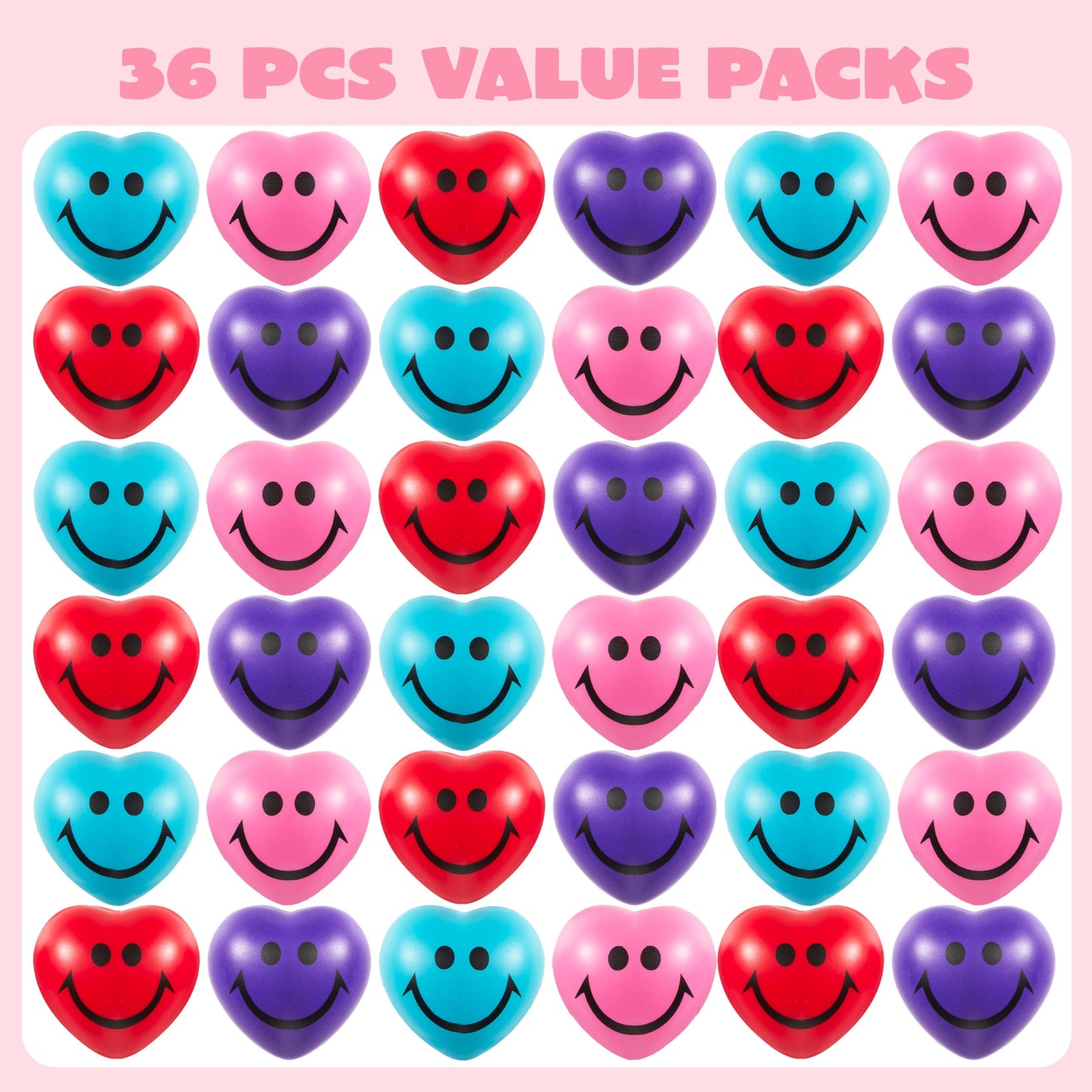 JOYIN 28 Packs Heart Shape Stress Balls with Cards, Stress Relief Fidget Toys for Valentine Party Favors & Classroom Prizes