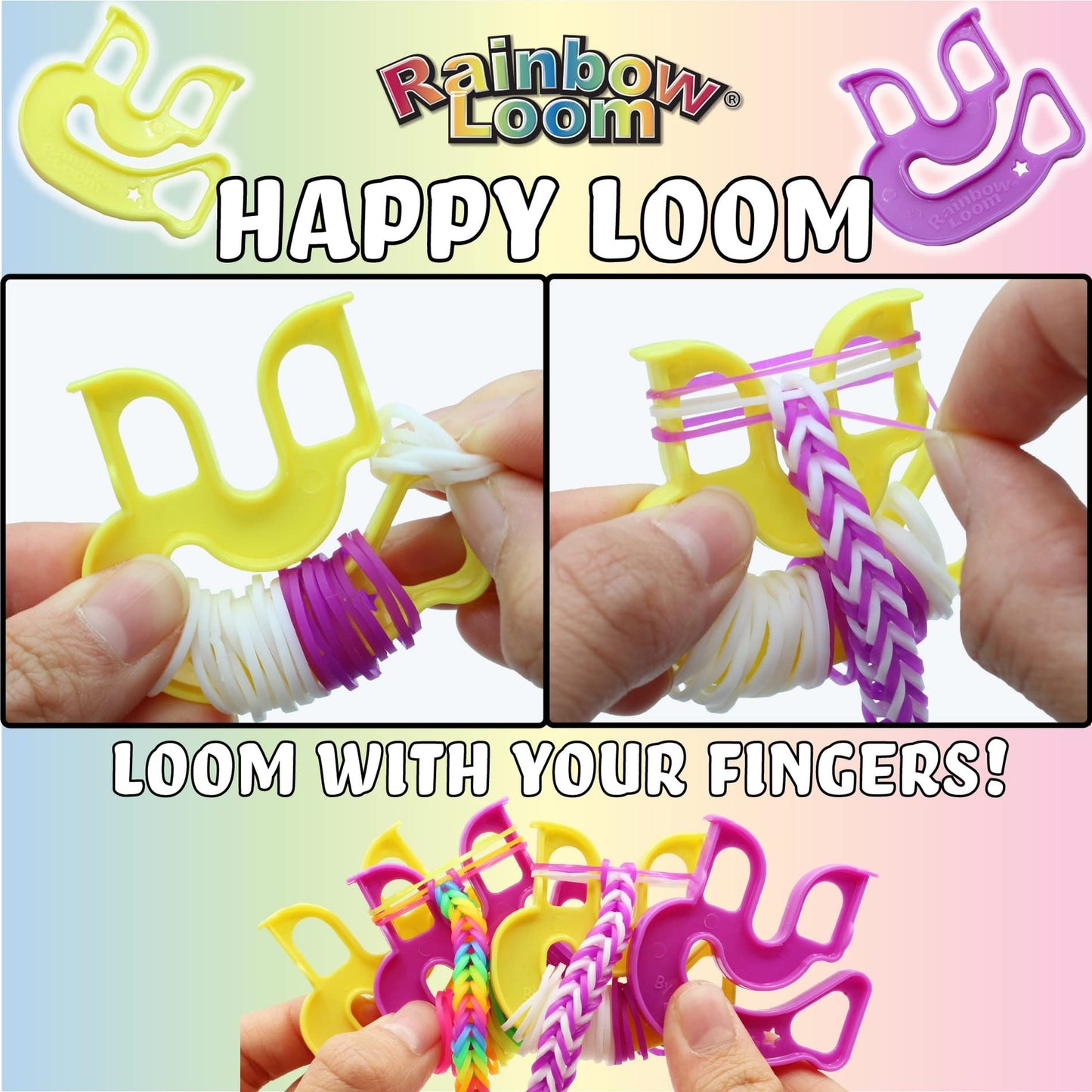 Rainbow Loom Duo Combo with Jewel Rubber Bands Collection, Features 2 connectable Rainbow Looms to Make Longer and Wider Creations, an Organizer Case, Great Activity up to 4 People 7+, Multicolor