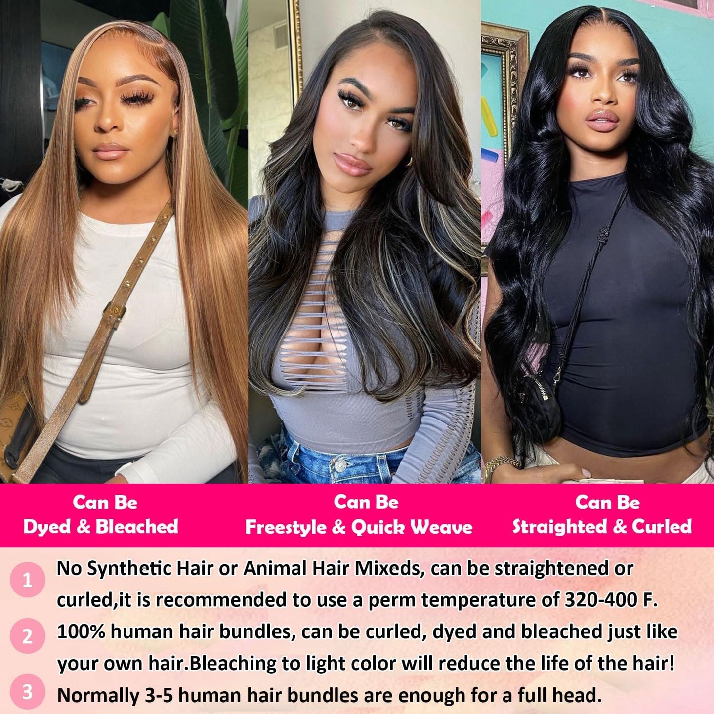 SilkSleek Body Wave Bundles Human Hair 16 18 20 Inch 12A 3 Bundles 100% Unprocessed Virgin Remy Hair Quick Weave Bundles Hair Extensions for Black Women Double Weft Sew in Bundles Natural Color