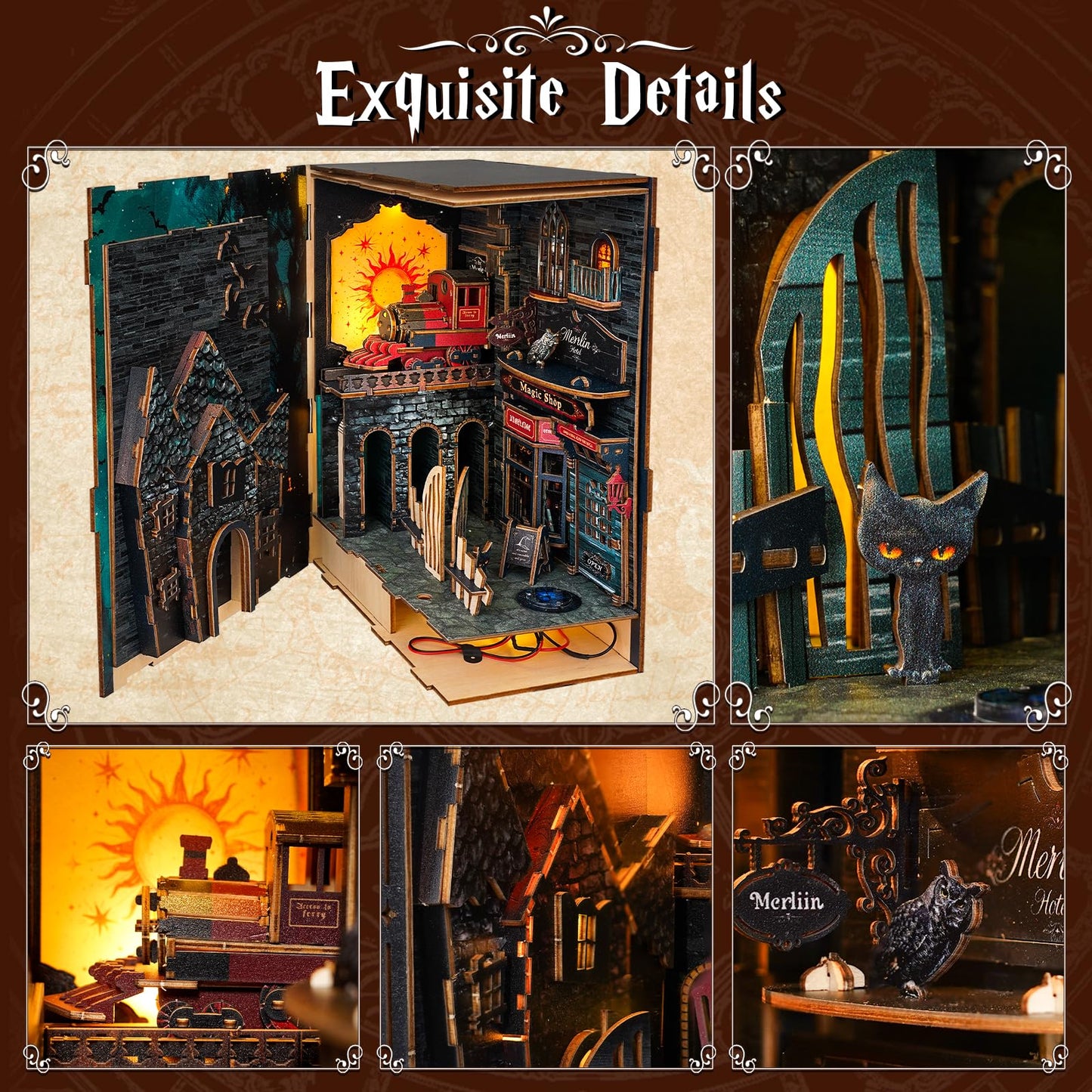Rnfinewow Book Nook Kit for Adults