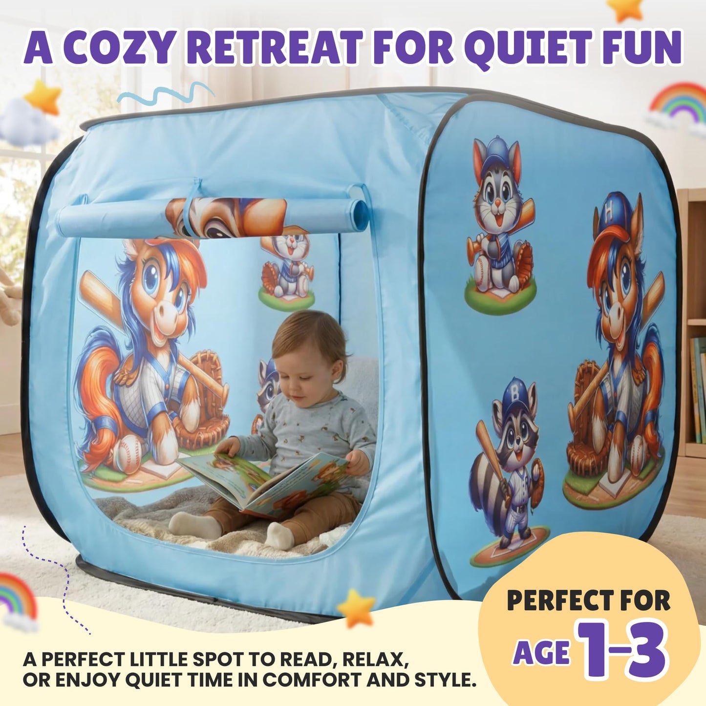 Pop Up Kids Play Tent – Foldable Playhouse for Boys, Girls, Toddlers & Babies with Carry Bag, 44 X 27'' Polyester, See-Through Breathable Mesh, Ideal for Birthday Gift, Kids Tent Indoor Outdoor