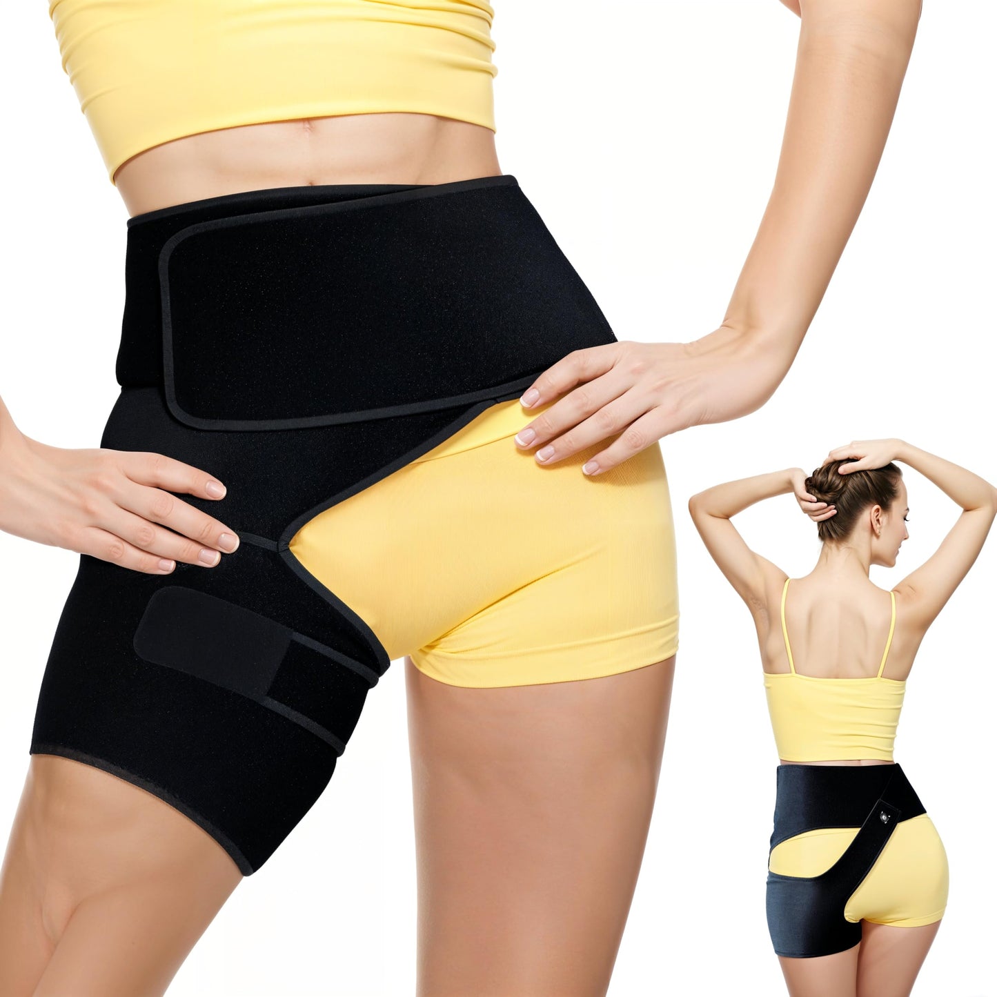 Astorn Ortho Wrap Hip Brace Right Leg - Adjustable Compression Support for Sciatica, Groin, Thigh, Hamstring, Arthritis & Injuries - Sciatic Nerve Relief for Men & Women - Large