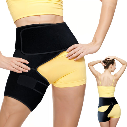 Astorn Ortho Wrap Hip Brace Right Leg - Adjustable Compression Support for Sciatica, Groin, Thigh, Hamstring, Arthritis & Injuries - Sciatic Nerve Relief for Men & Women - Large