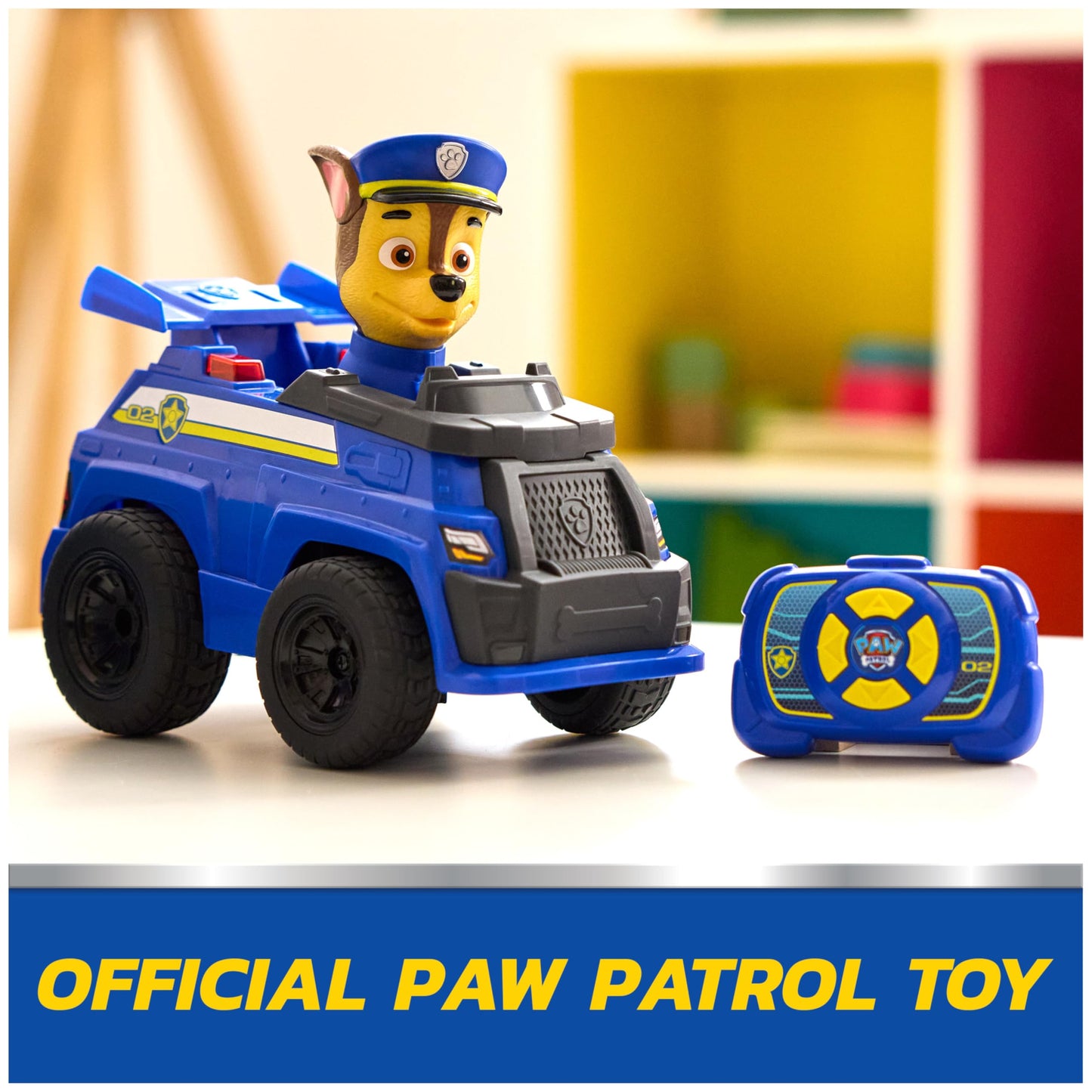 PAW Patrol Chase RC Action Cruiser, Remote Control Car with LED Lights & Easy-Steer Controller, Pretend Play Kids Toys for Boys & Girls Ages 3 and Up