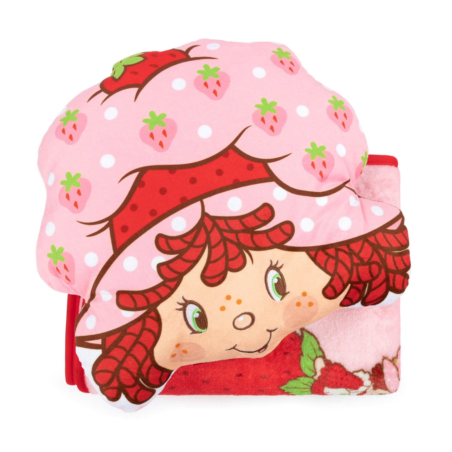 Strawberry Shortcake Pink Strawberries Galore Nogginz Set - 40 x 50 Inch Blanket & Pillow, Kids Super Soft 2 Piece Set