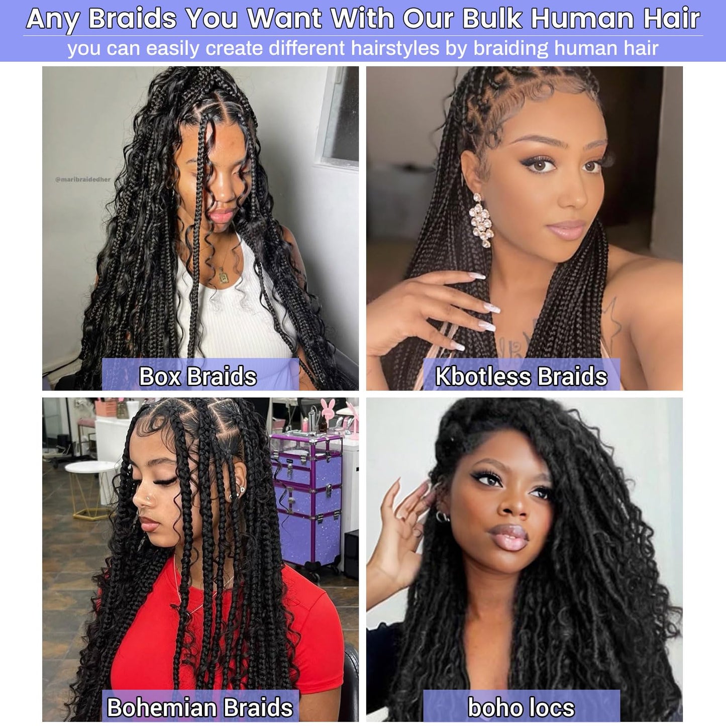 613 Blonde Human Braiding Hair 18 Inch 50g 1 Bundles Deep Wave Bulk Human Hair for Braiding Curly Human Hair for Boho Braids Water Wet and Wavy Curls Micro Extensions
