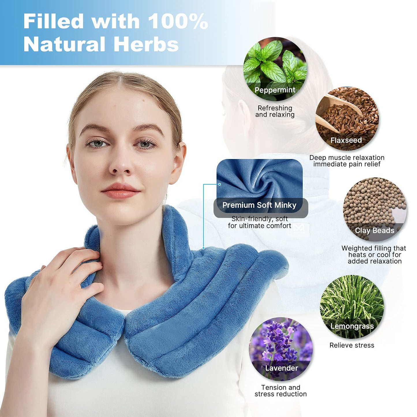 MORLIDEN Microwavable Heating Pad for Neck and Shoulders, Microwave Heating Pads Neck Warmer Wrap for Pain Relief