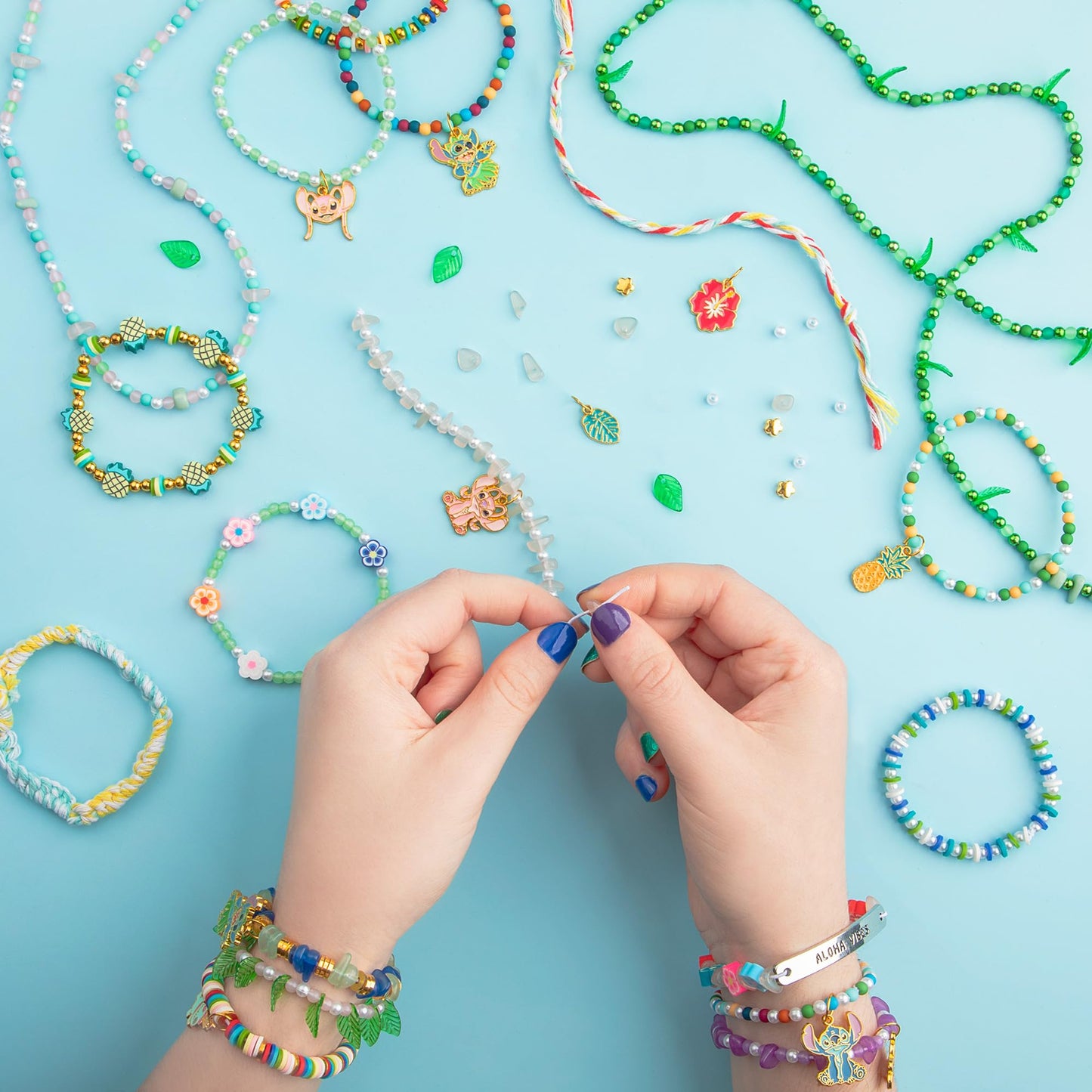 Fashion Angels Disney Stitch Coastal Treasures Jewelry Design Super Set, Includes Shell-Shaped Tray, Enamel Charms & More, DIY Creative Making Kit for Kids