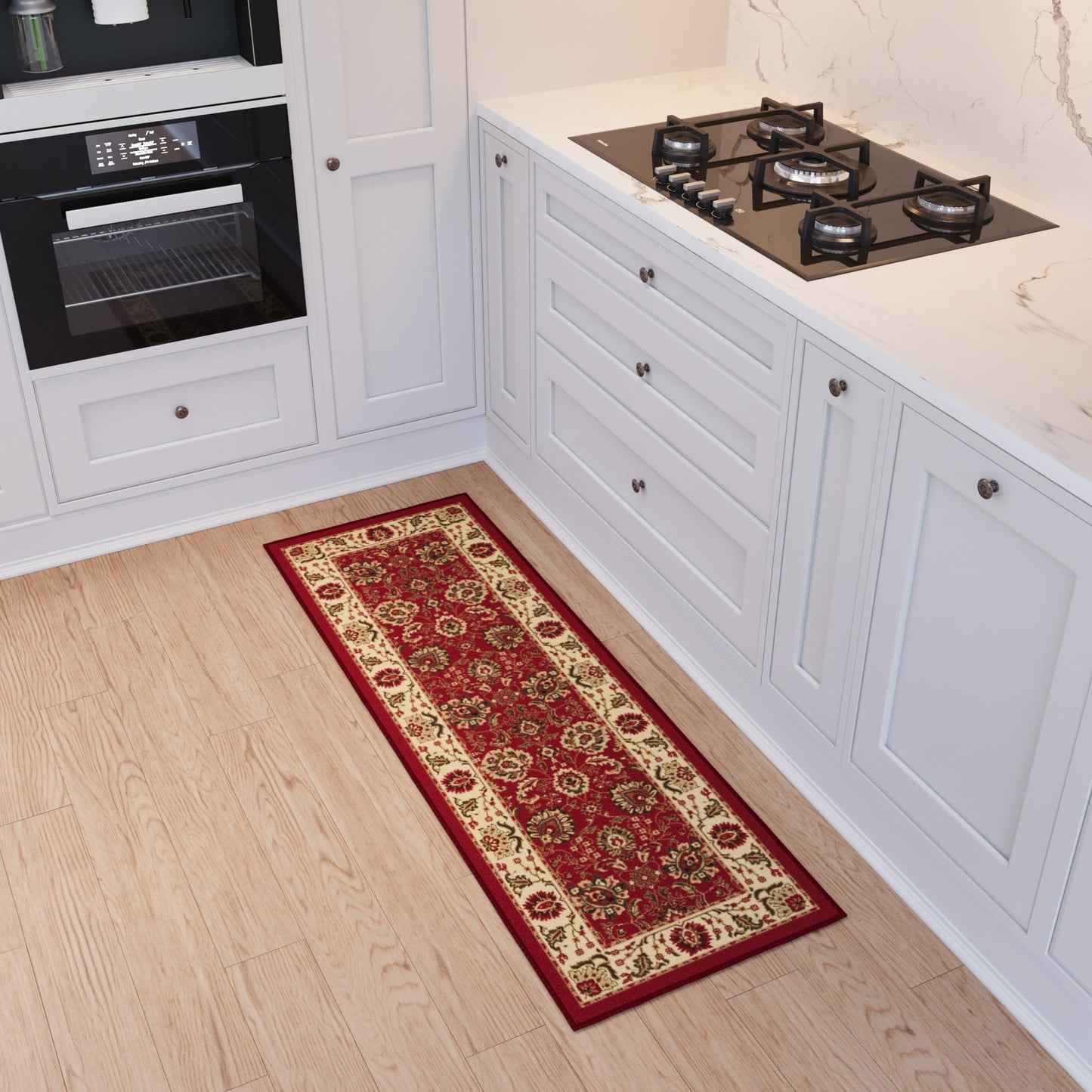 Ottomanson Hallway Runner Rug 2'7" x 9'6" Non Slip Oriental Area Rugs Easy to Clean Laundry Rug Runner Durable & Pet Friendly Floor Carpet Runners for Hallways Entryway Living Room Kitchen, Red