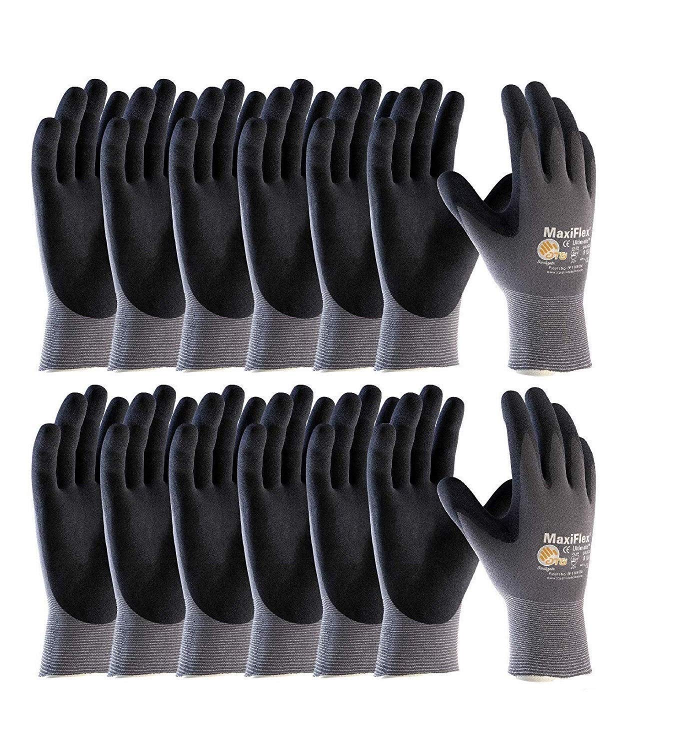 MaxiFlex 34-874 Ultimate - Nylon Micro-Foam Nitrile Grip Gloves - Black/Gray - X-Large - 12 Pairs (Dozen)