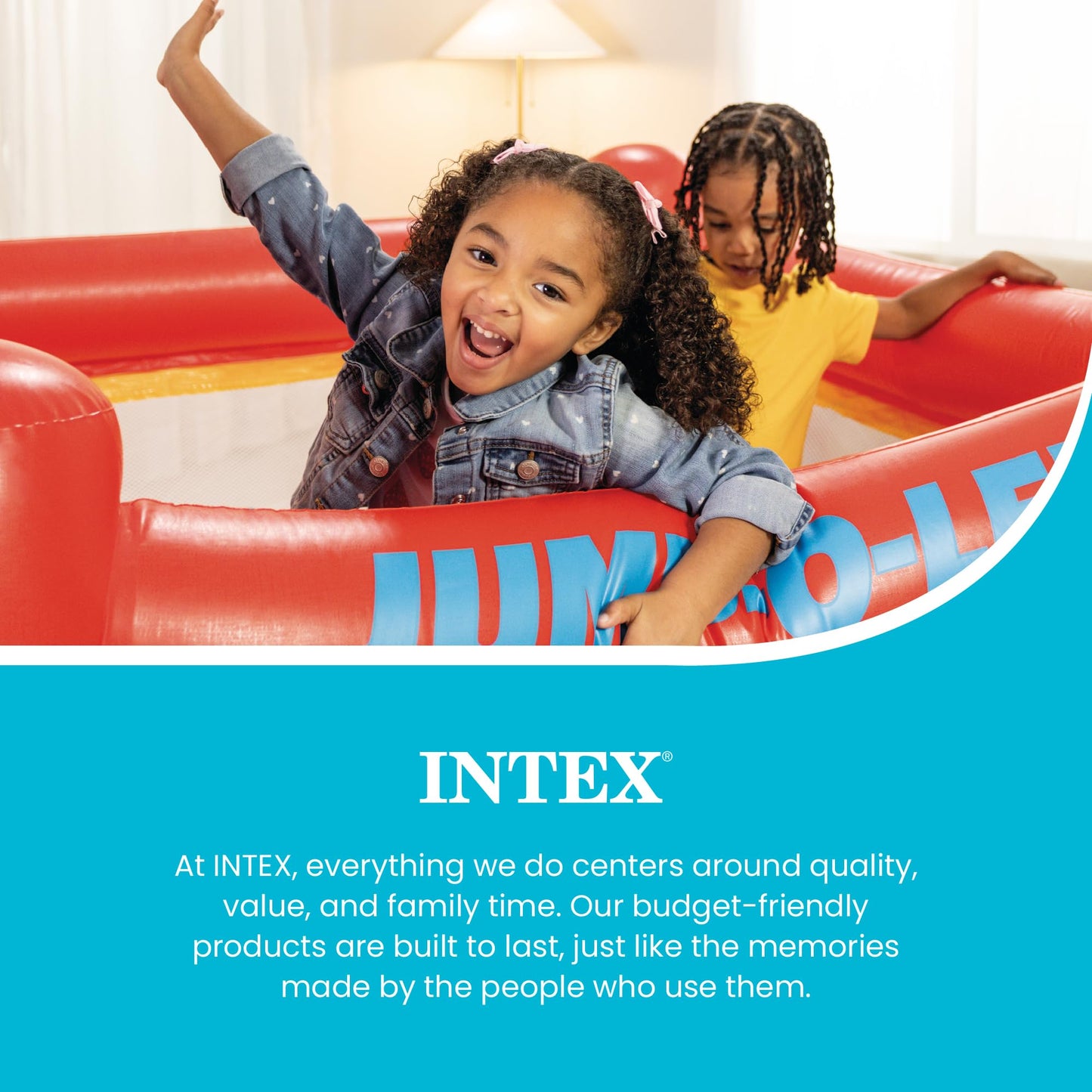 Intex Inflatable Jump-O-Lene Indoor or Outdoor Playhouse Trampoline Bounce Castle House with Crawl-Thru Door and Net for Kids Ages 3-6