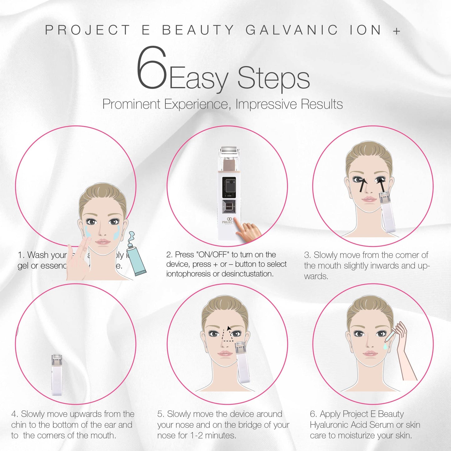 Project E Beauty Portable Rechargeable Galvanic Device | Skin Care Reduce Wrinkles Skin Tightening Firming Fine Lines Desincrustation Deep Pore Cleansing Rejuvenation Device
