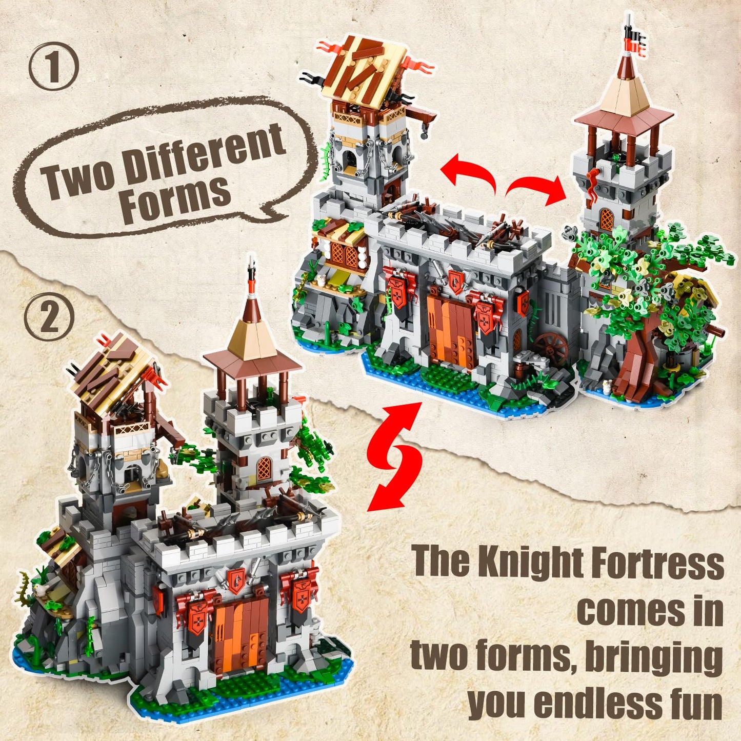 BNG Architecture Castle Building Set for Adult, 2 in 1 Fortress Architecture Building Block, House Collection STEM Toy, Home Office Decor and Creative Gift for Teen 14+(2568PCS)
