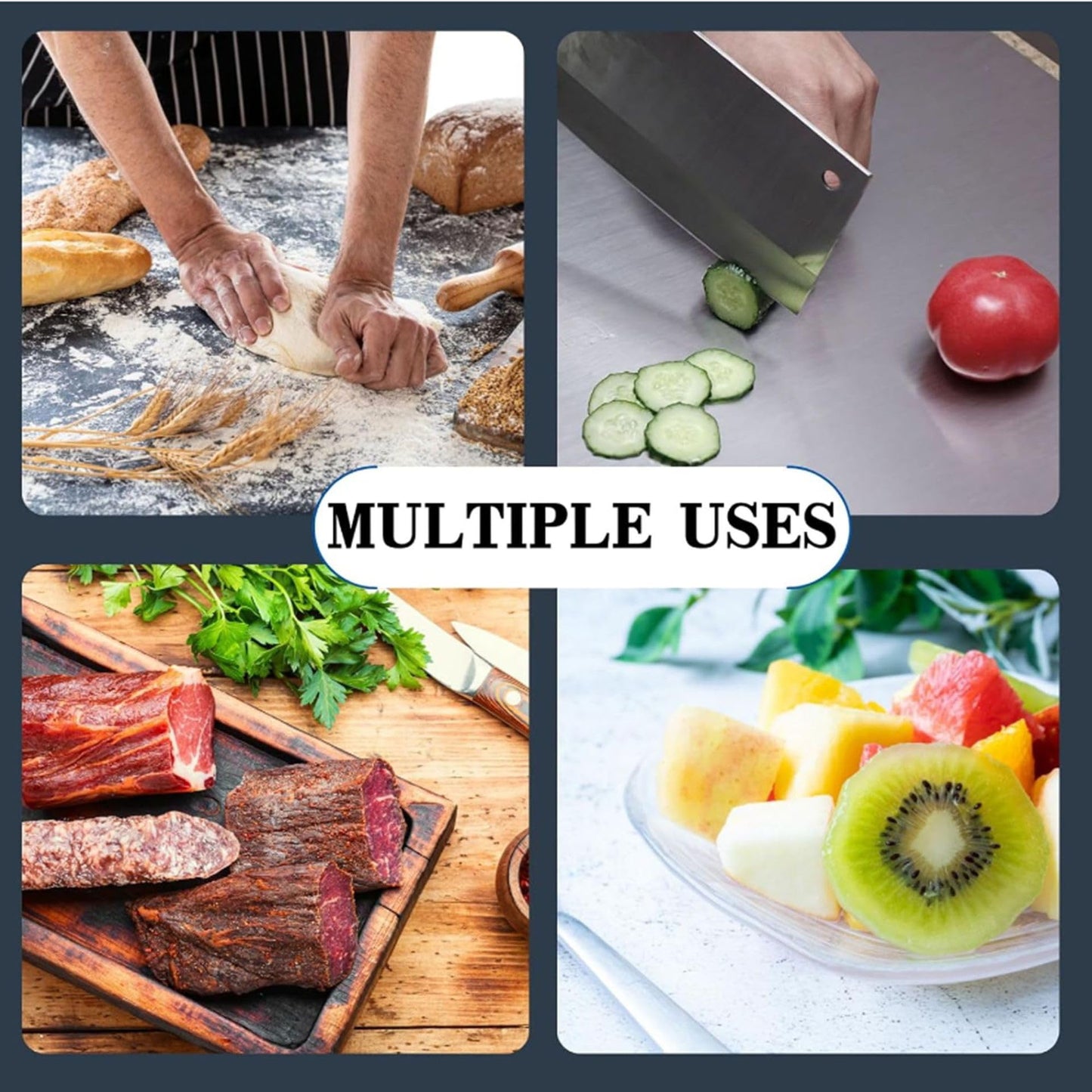 bscsqld Kitchen Stainless Steel Cutting Board (50 x 50cm / 19.7"L x 19.7"W)