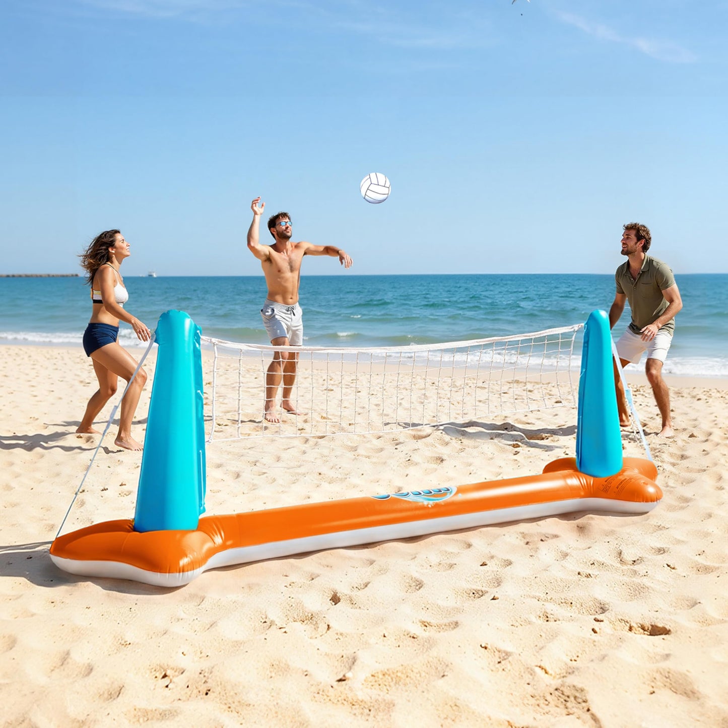 JOYIN Inflatable Pool Float Set Volleyball Net & Basketball Hoops; Balls Included for Kids and Adults Swimming Game Toy, Floating, Summer Floaties
