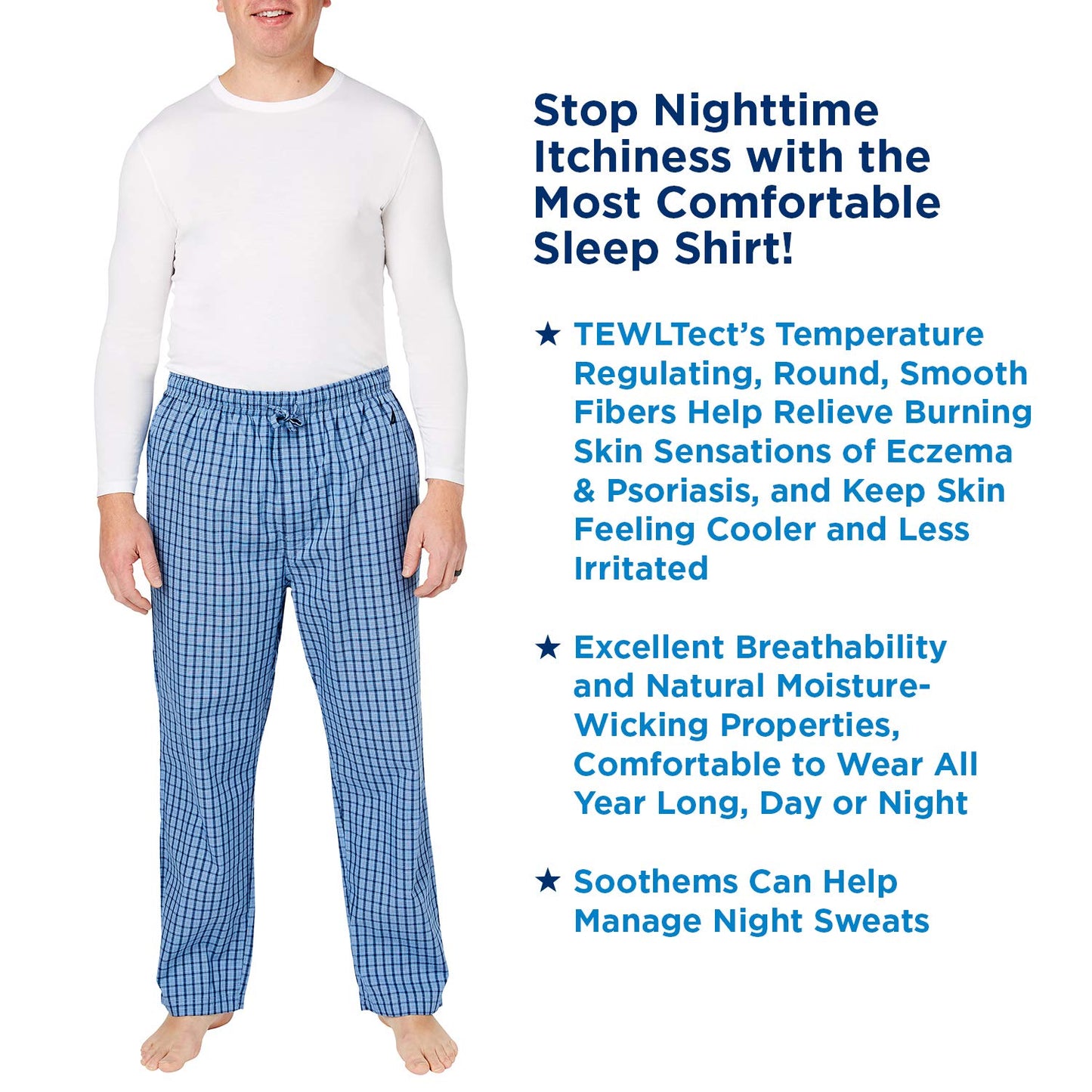 Eczema & Psoriasis Clothing Relief Treatment Shirt for Moderate to Severe Sensitive Dry Skin for Men (Size M) – Also Used as a Wet Wrapping Therapy White