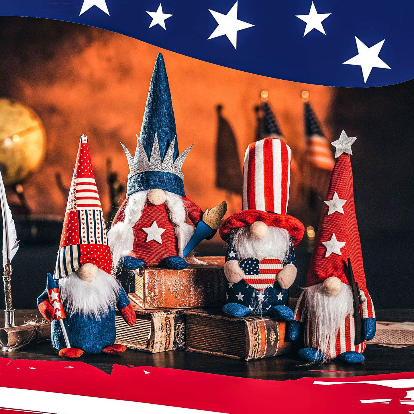 DraMosary 4Pcs Independence Day Gnomes