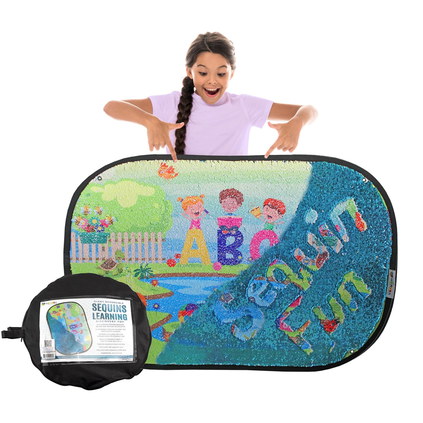 Meavia Reversible Sequins Wall Sensory Fun Toy Learning Discovery Version, Jumbo Size 40 x 27 Inches