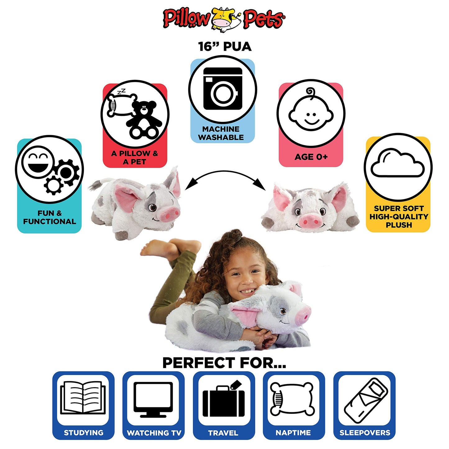 Disney Moana Pu'a Pillow Pets - Pu'a The Pig Stuffed Animal Plush Toy