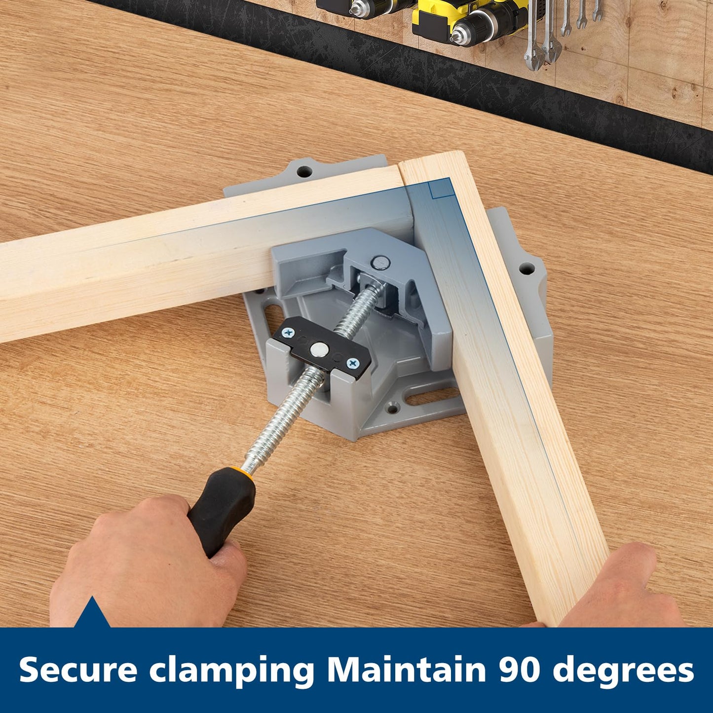 MaxxGeek 4pcs Right Angle Woodworking Clamp, With Adjustable Aluminum Alloy Swing Jaw, Single Handle Clamps, For Welding, Woodworking