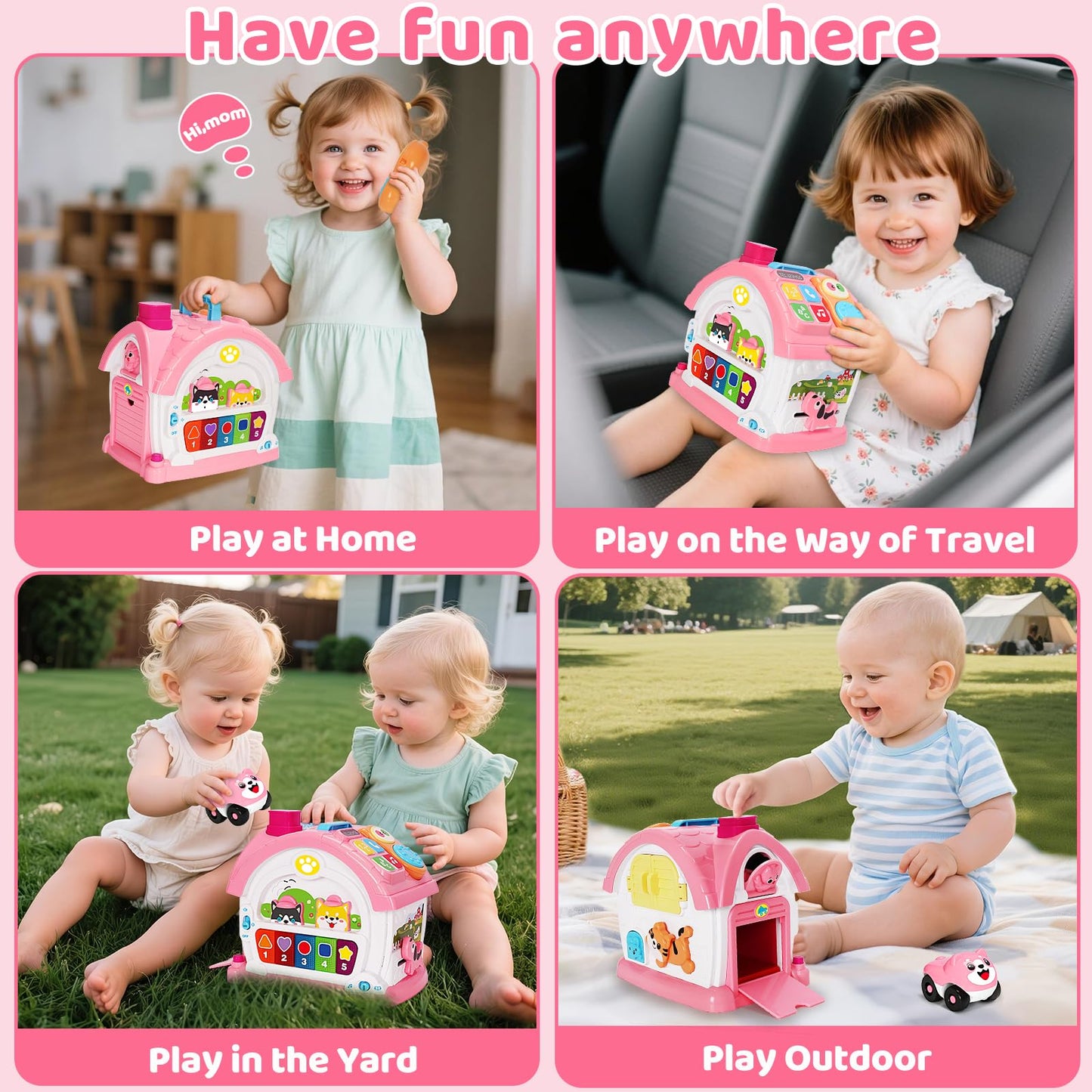 Montessori Toys for 1 Year Old Girls Gifts, Interactive Baby Musical Toy, 10-in-1 Musical Learning House 12-18 Months, First 1st Birthday Girl Gifts, for Toddler Age 1,2,3 Year Old Girl
