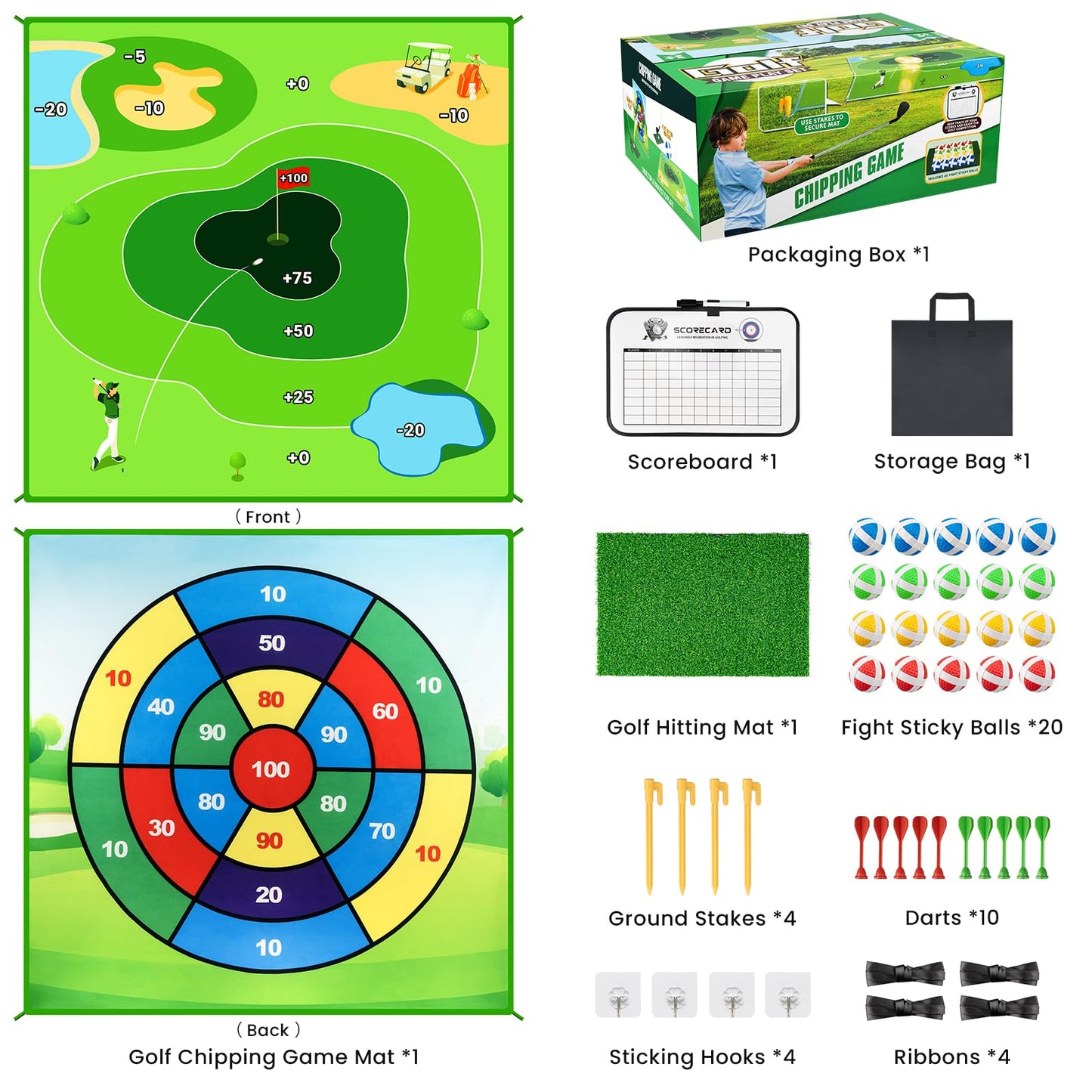 LYDARZ Battle Golf Game Chipping Practice Mat, Perfect for Chipping and Swing Training, Backyard Games Golf Hitting Mat, Ideal for Golf Parties and Fun Activities
