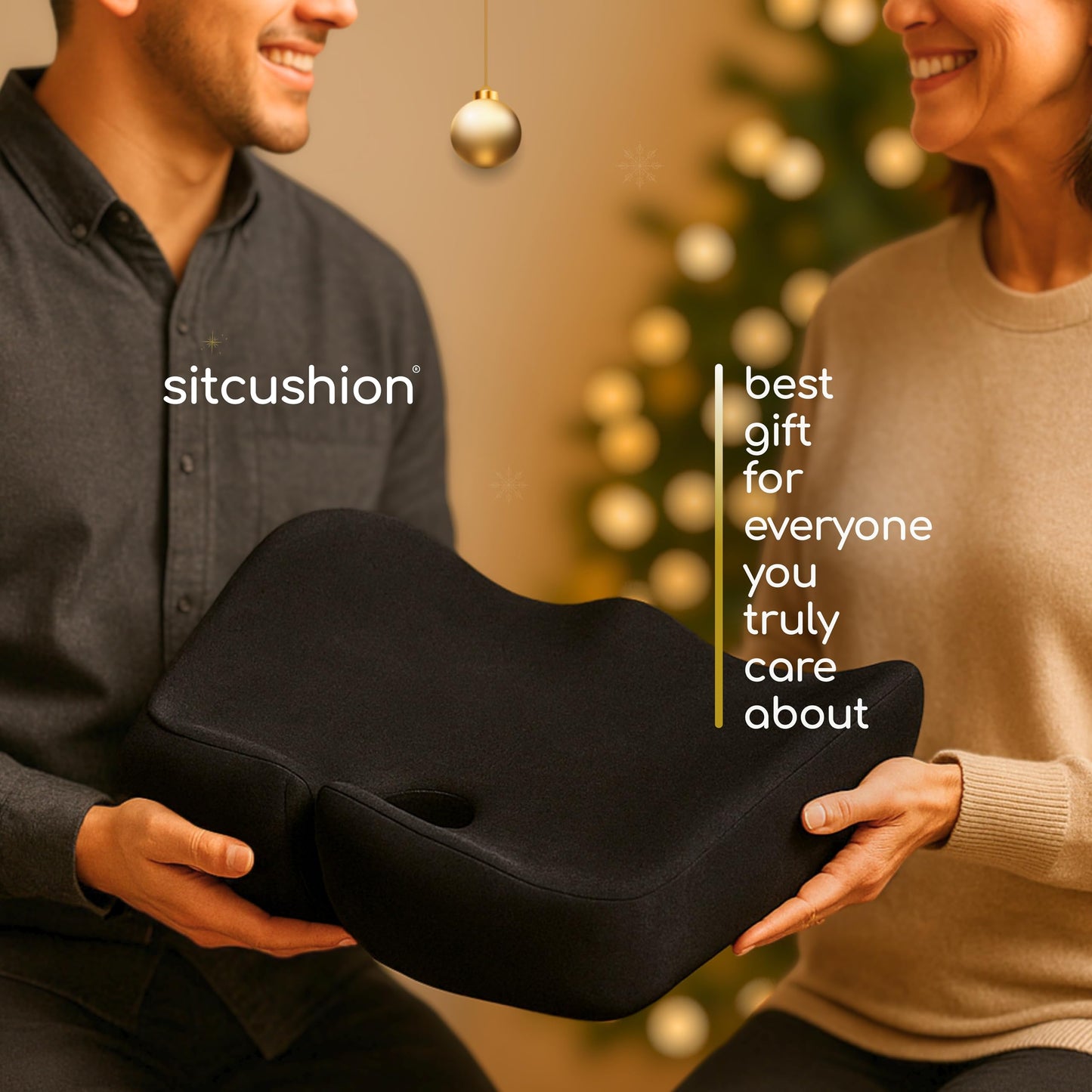 SitCushion Car Seat Cushion for Long Driving, Extra Large Memory Foam Seat Cushion for Sciatica Pain Relief, Car Essentials Orthopedic Pillow for Back Support, Tailbone Pain Relief Cushion (Black)
