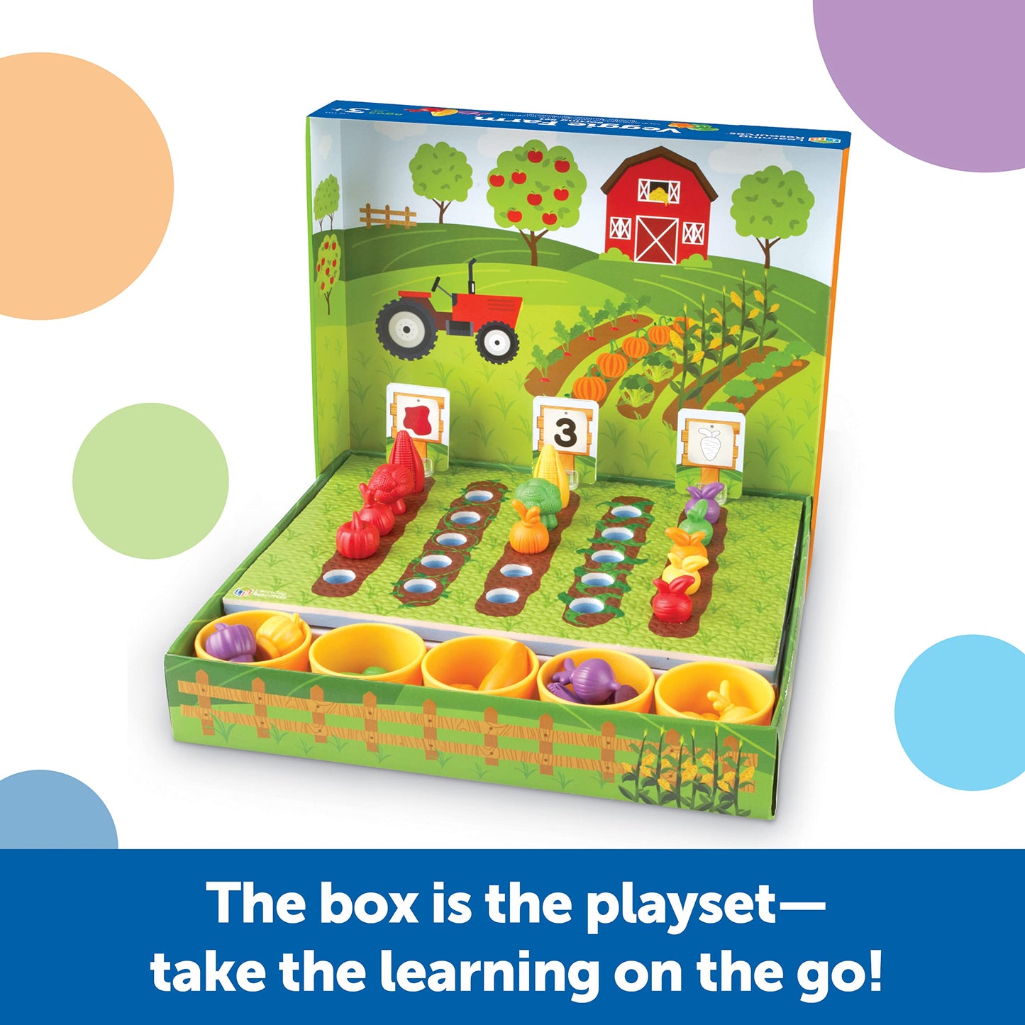 Learning Resources Veggie Farm Sorting Set - 46 Pieces, Ages 3+ Toddler Learning Games, Educational Games for Kids