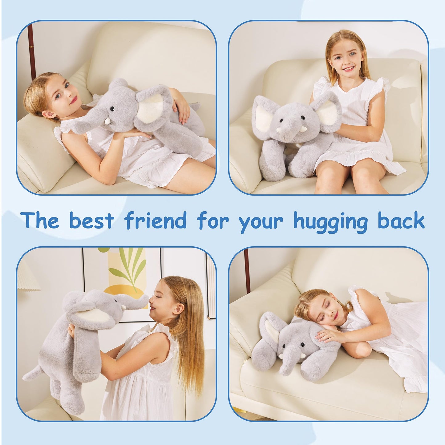 GILFWM Weighted Stuffed Animals Elephant - 25" Big Stuffed Animal Toy Pillow for Kids & Adults, 5 lbs Ultral-Soft Washable Weighted Plush