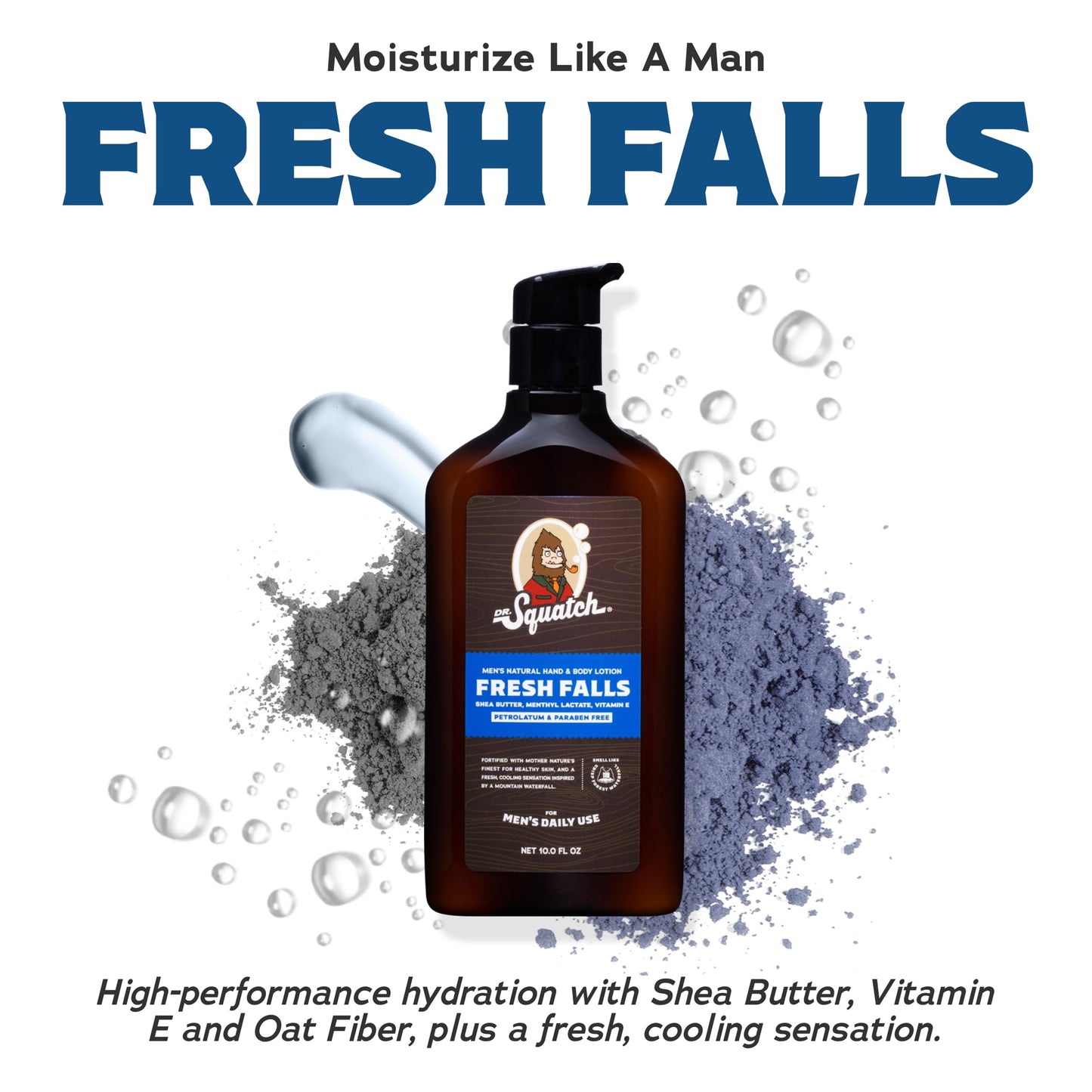 Dr. Squatch Men's Non-Greasy Natural Lotion - 24-hour moisturization hand and body lotion - Made with Shea Butter, Coconut Oil, and Vitamin E - Cool Fresh Aloe, Fresh Falls (2 Pack)