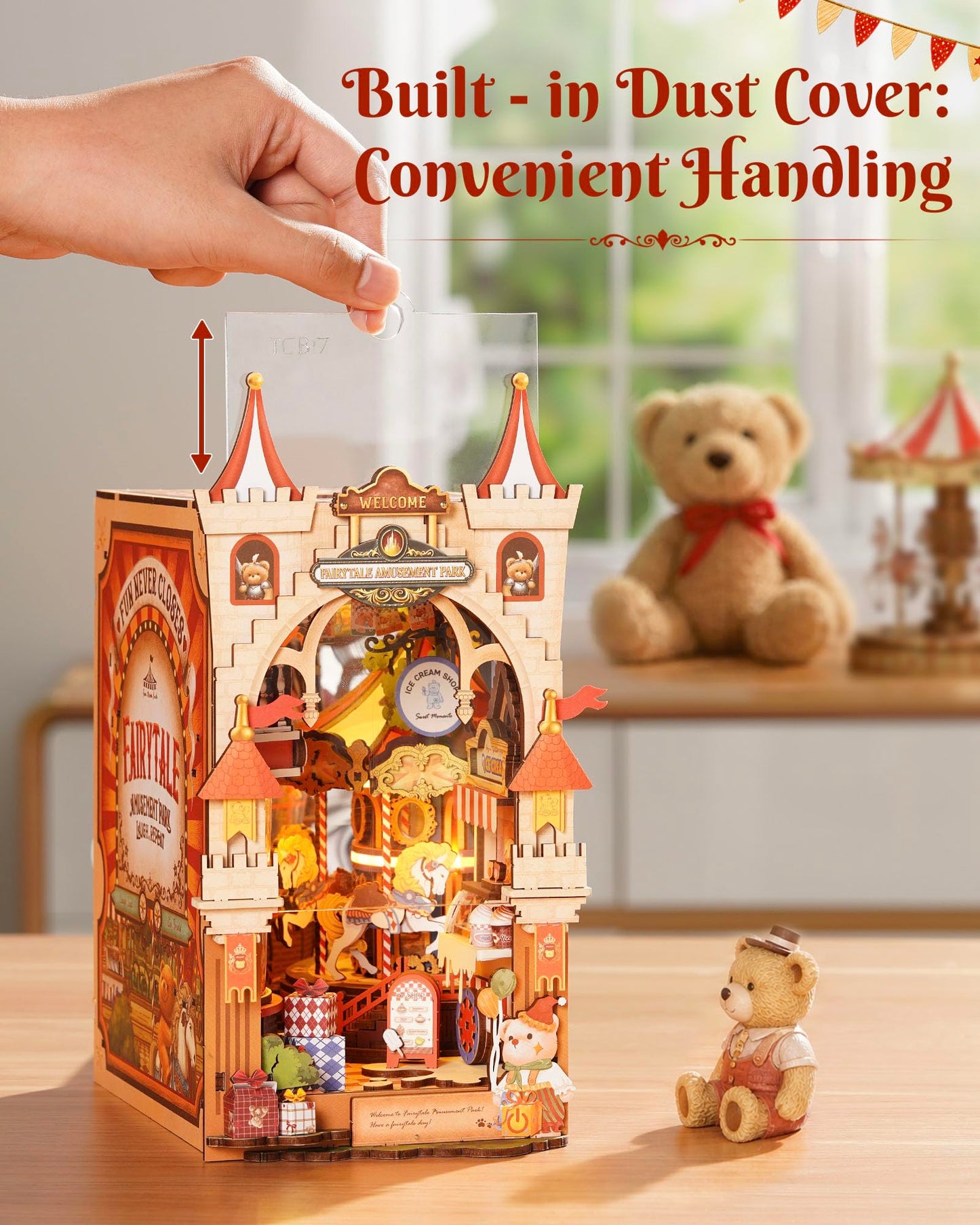 Rolife DIY Book Nook Kits for Adults- Fairytale Amusement Park- 3D Wooden Puzzle Booknook for Bookshelf Decor, Creative DIY Miniature Dollhouse Kits, Nook Tales Gifts for Adults, Teens & Book Lovers
