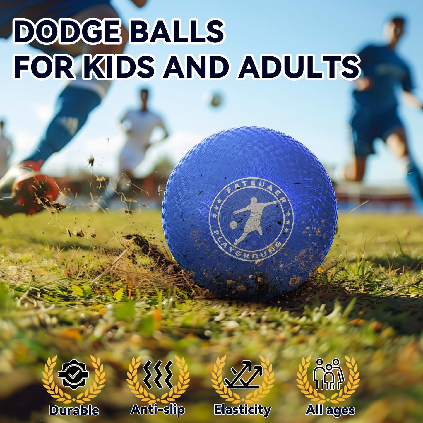 8.5 Inch Kickball Set, Dodgeballs 2 Pack, Playground Balls Gift for Kids & Adults, Bouncy Balls Includes Pump and Storage Bag, Handball for Outdoor & Indoor Games, Official Size for Camps and Schools