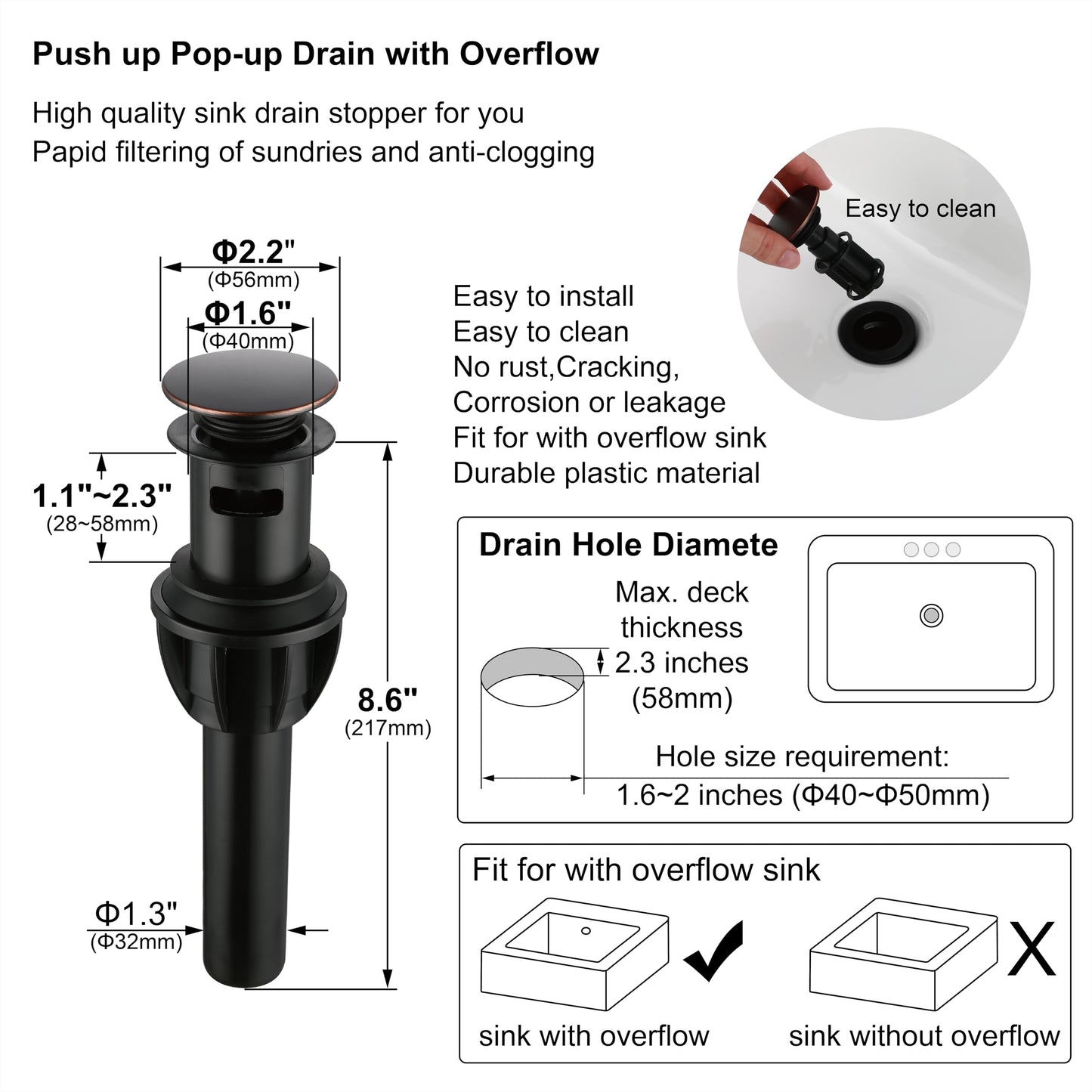 Derengge 2 Handle Oil Rubbed Bronze Bathroom Sink Faucet 3 Hole with Overflow Pop up Drain,360° Swivel Spout 4 Inch Centerset Lavatory Faucet,F-4501-NB