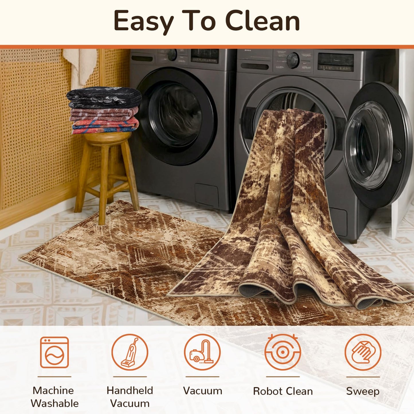 BESTSWEETIE Area Rug 5x7 Rug Machine Washable Non-Slip Low Pile Print Pattern Western Rug for Living Room Bedroom Entryway Tribal Series-Abstract/Cowhide