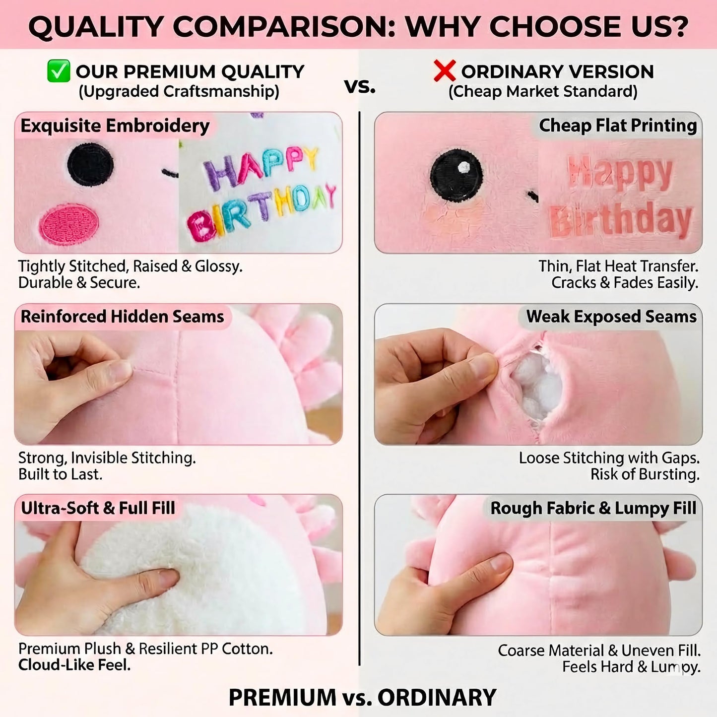 Gudisi Axolotl Plush Adorable Axolotl Stuffed Animals Soft Birthday Gift Pillow Decor for Kids Boys Girls Pink 12 inch