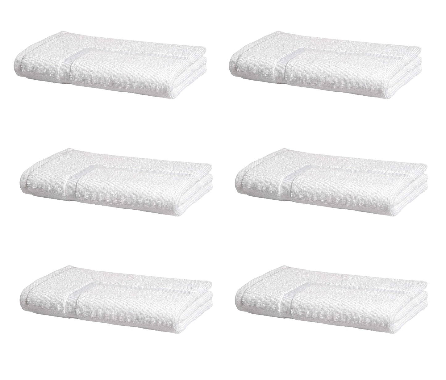 Amazon Basics Premium 100% Cotton, Absorbent Soft Bath Mat, Machine Washable, 684 GSM, White, 30" x 20" Hotel Spa Shower/Bathtub Mats, Pack of 6