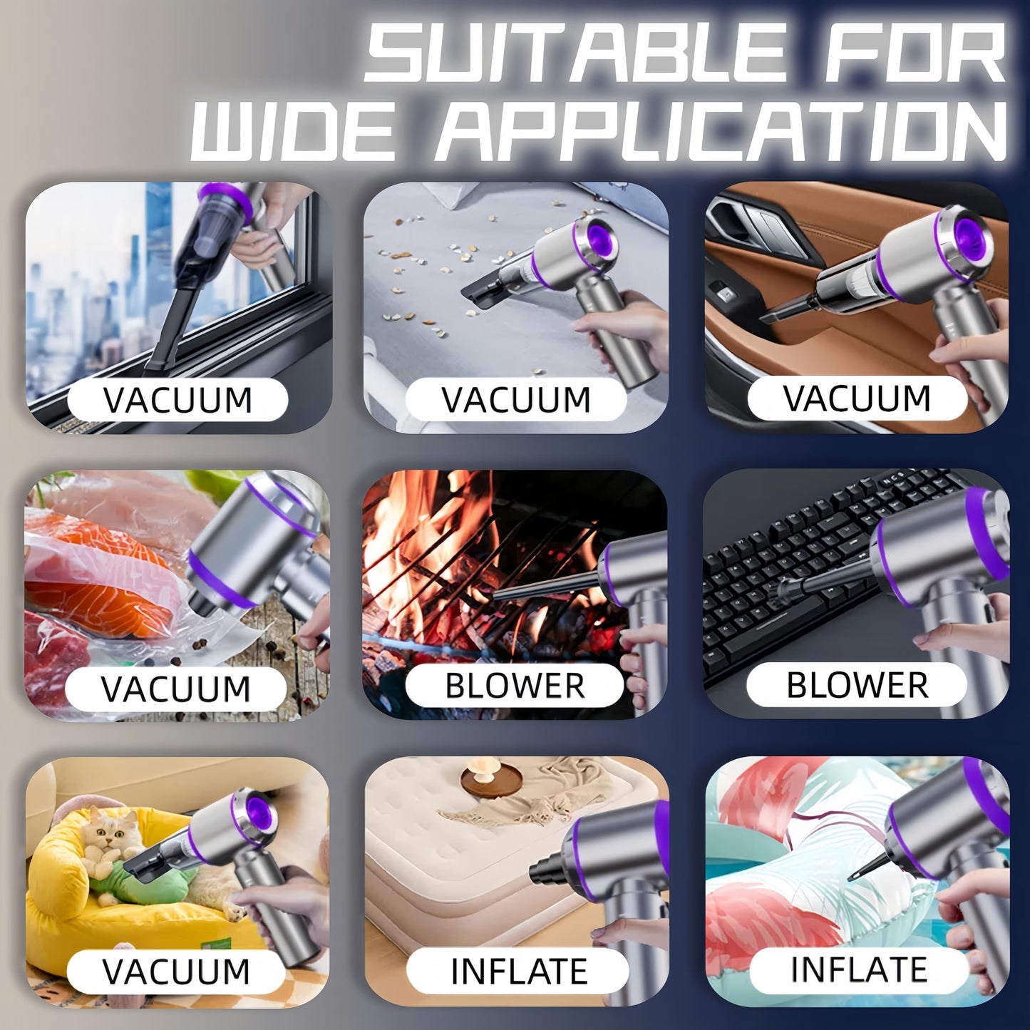 LYCVVVGS Handheld Car Vacuum Cleaner, 21000PA Rechargeable High Power Cordless Mini Car Vacuum Cleaner and Blower 2-in-1 with 3 Gear, Vacuum with Brushless Motor for Car, Home, Office, PC