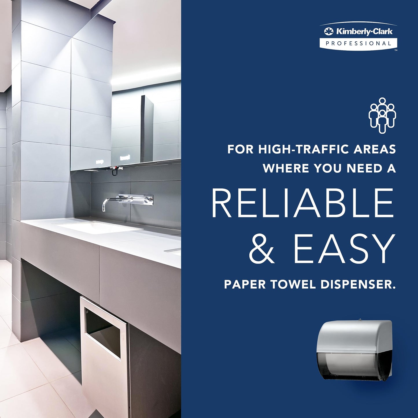Kimberly-Clark Professional™ Omni Roll Hard Roll Towel Dispenser (09746), Black, for 1.5" Core Roll Towels, Compact Dispensing, 10.5" x 10.0" x 10.0" (Qty 1)