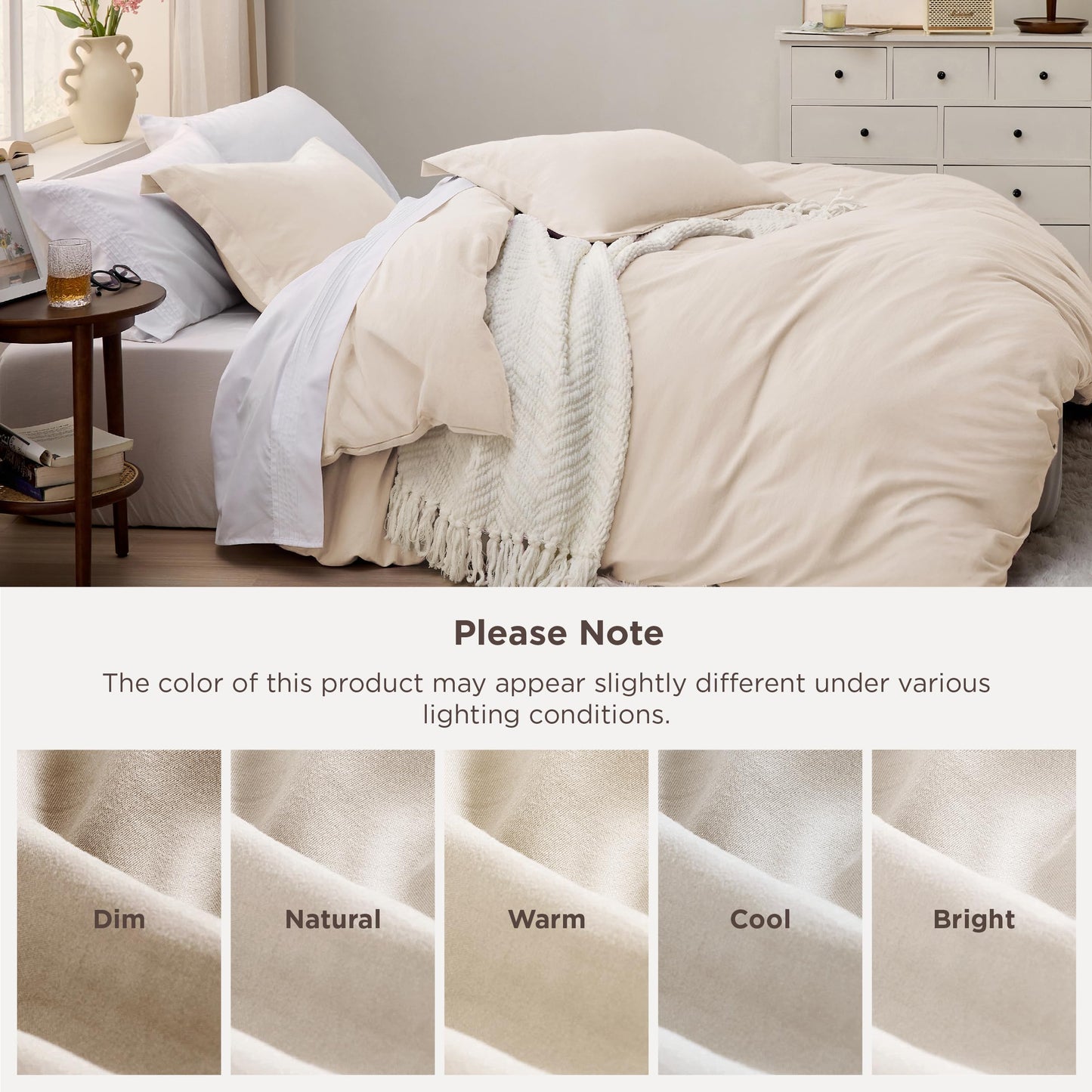 Bedsure Cream Oversized King Duvet Cover - 3 Pieces Prewashed Cotton-Like Polyester Extra Soft Bedding Set, Includes 1 Duvet Cover 120x98 Inches with Zipper Closure & 2 Pillow Shams, No Comforter