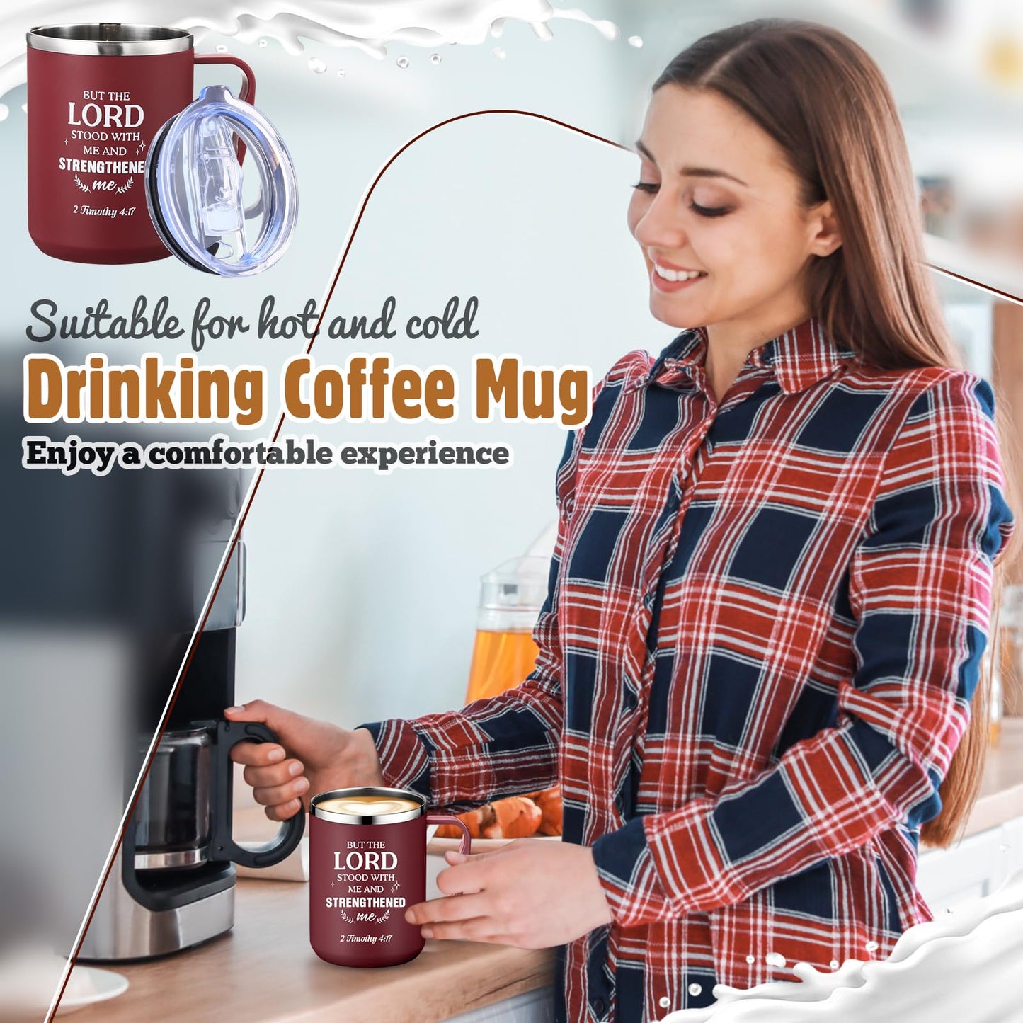 Nitial 12 Pcs 17 oz Christian Coffee Mugs with Lid and Straw Religious Bible Verse Christian Gifts Insulated Inspirational Bible Affirmations Tumbler for Friend Men Women Church Favor (Colorful)