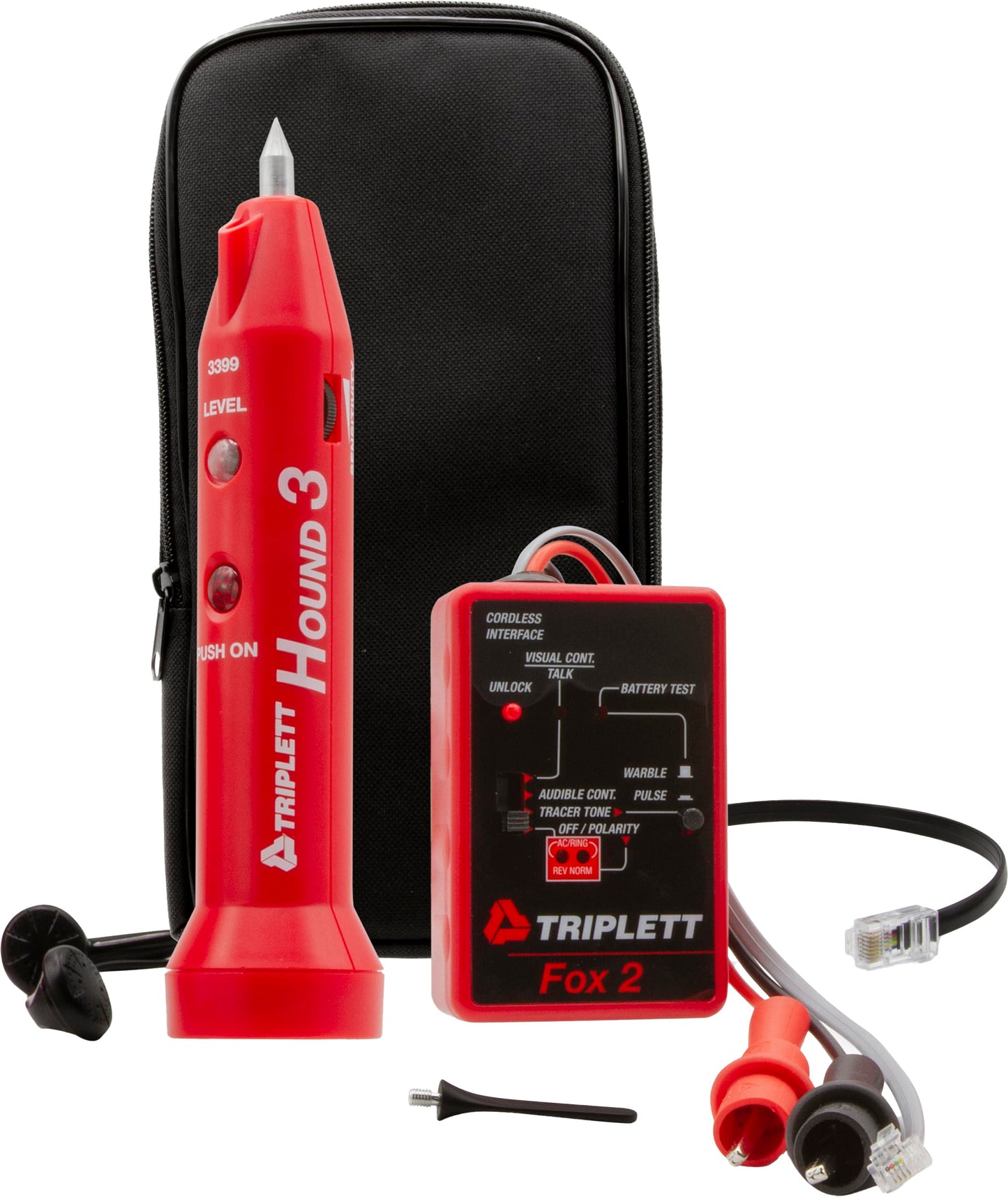 Triplett 3399 Fox & Hound Premium Tone and Probe Wire Tracing Kit Generates Multiple Tones with Adjustable Sensitivity for Electrical Wire, LAN Cable, Telephone,Black